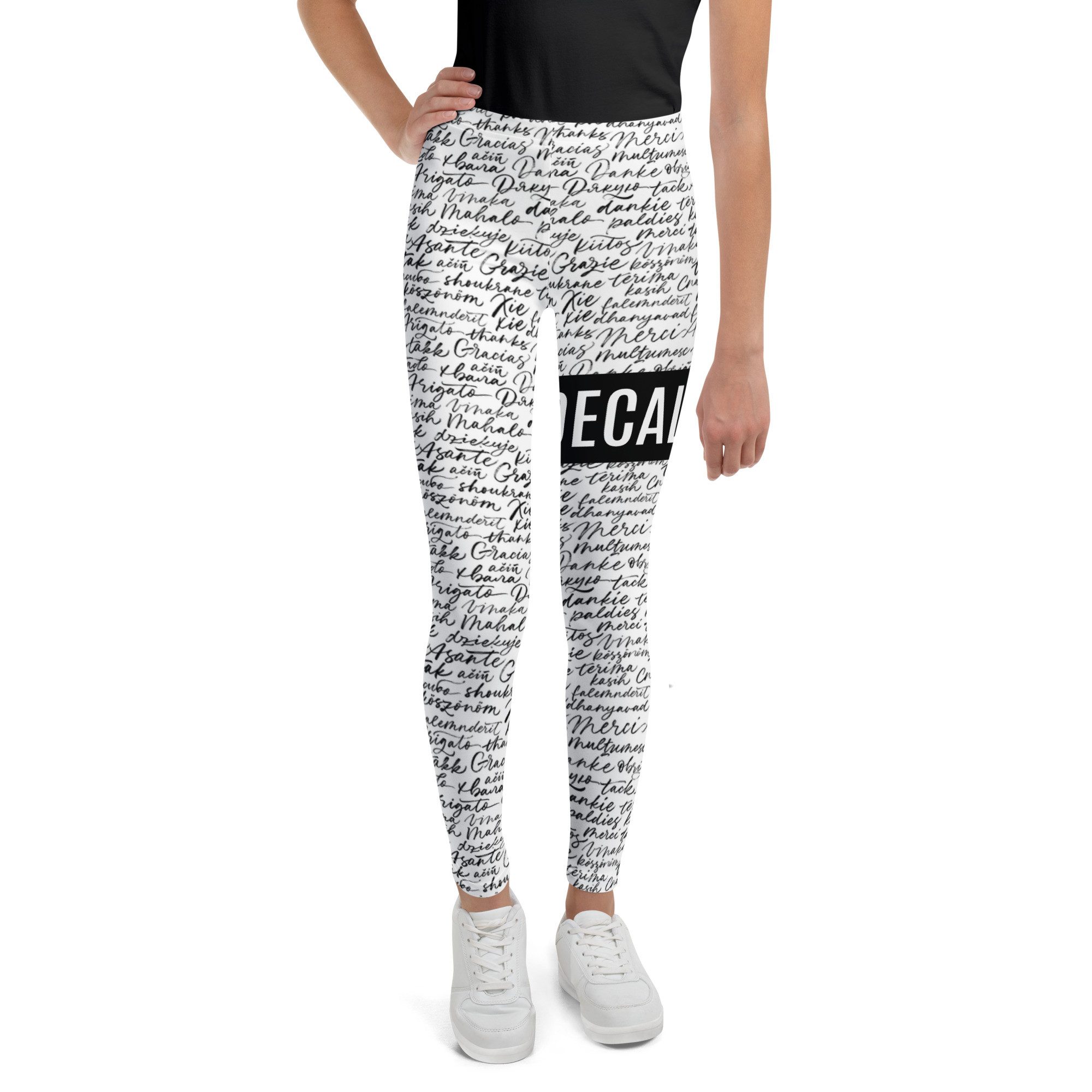 DECALVIBES Leggings Mädchen Leggings für Kinder & Jugendliche Urban Side Multilingual 4-Wege-Stretch, weiches Material, formstabil, komfortabler Sitz