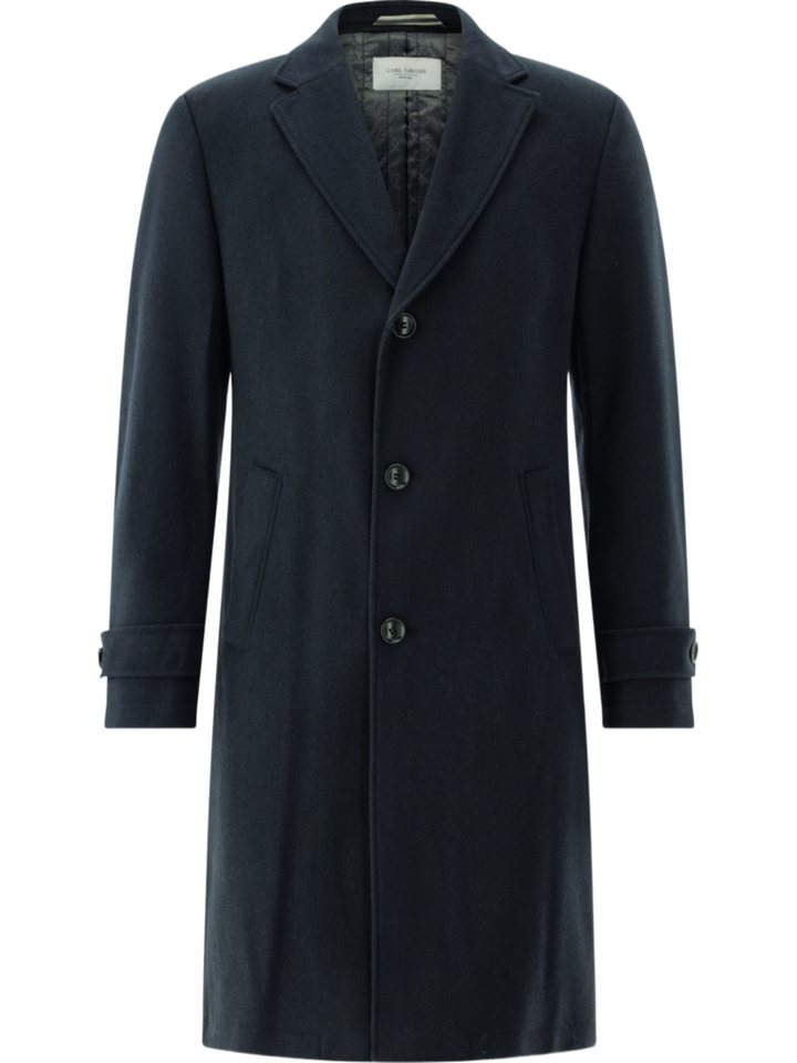 Carl Gross Langmantel blau,Outdoor,Polyester,Unifarben,Reverskragen,Lang,Modern Fit