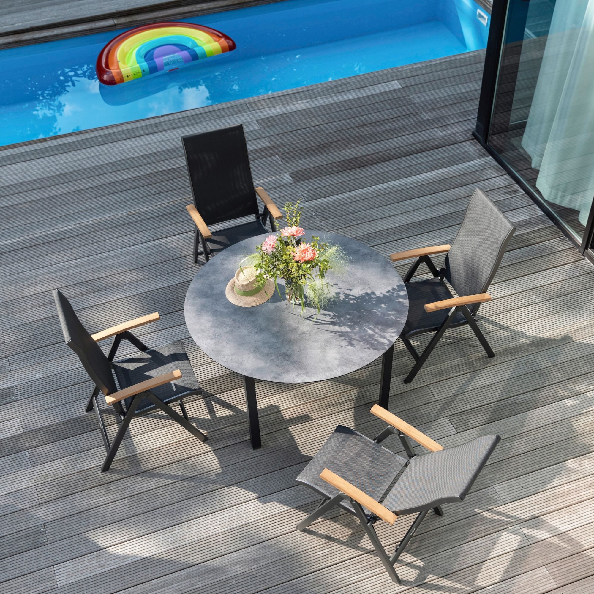 KETTLER Sessel Kettler SLEEK CURVE Multipositionssessel Gartensessel Anthrazit /