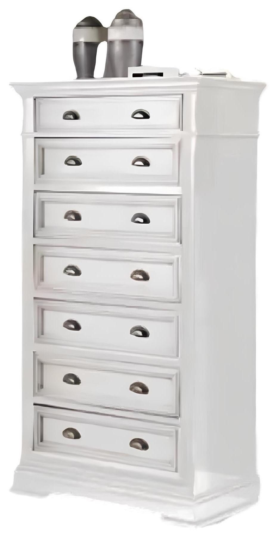 Xlmoebel Hochkommode Weißes Holzsideboard mit geräumigen Schubladen für Wohnzimmer (1 St., Kommode), Hergestellt in Italy