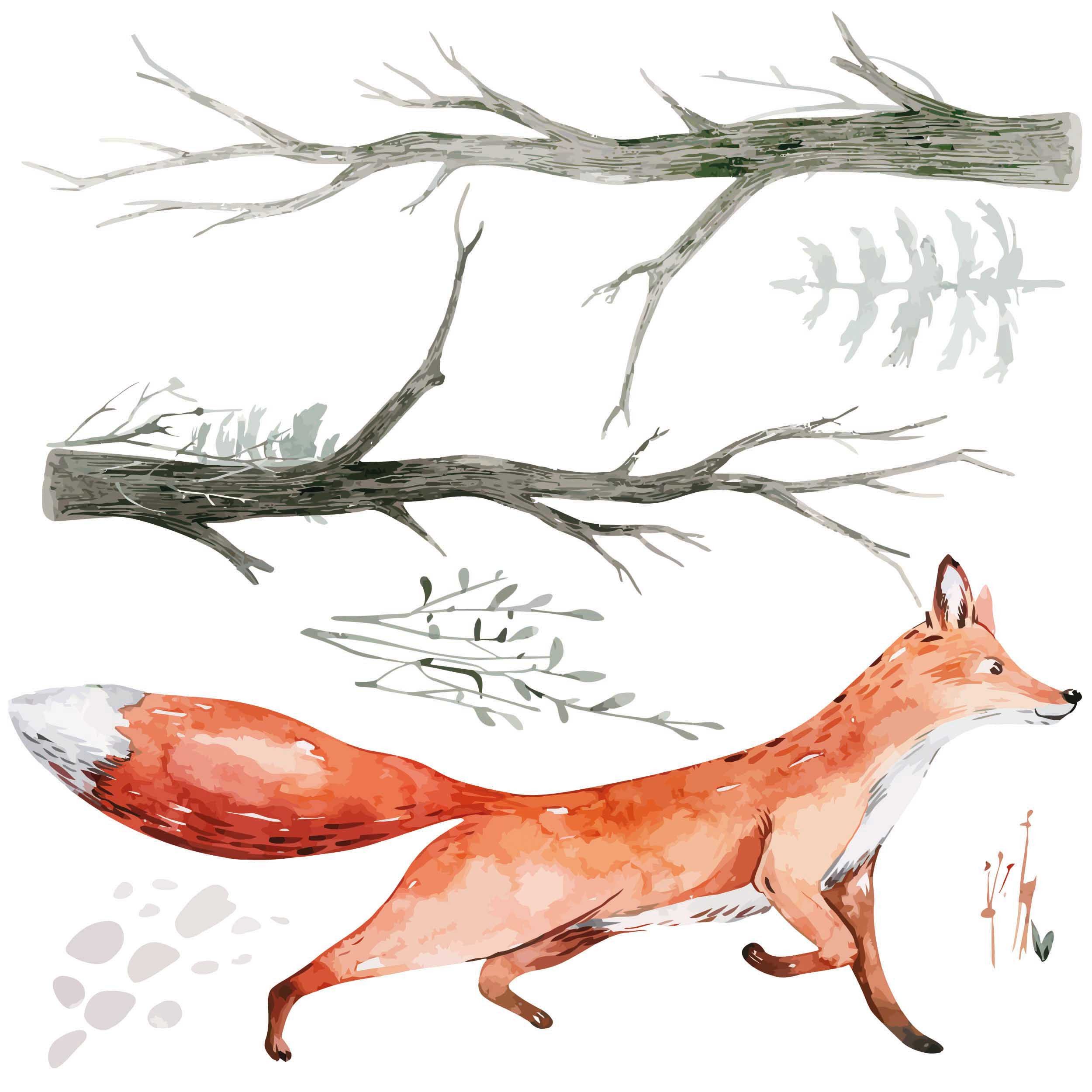 WANDKIND Wandtattoo Fuchs im Wald V243, wieder ablösbar