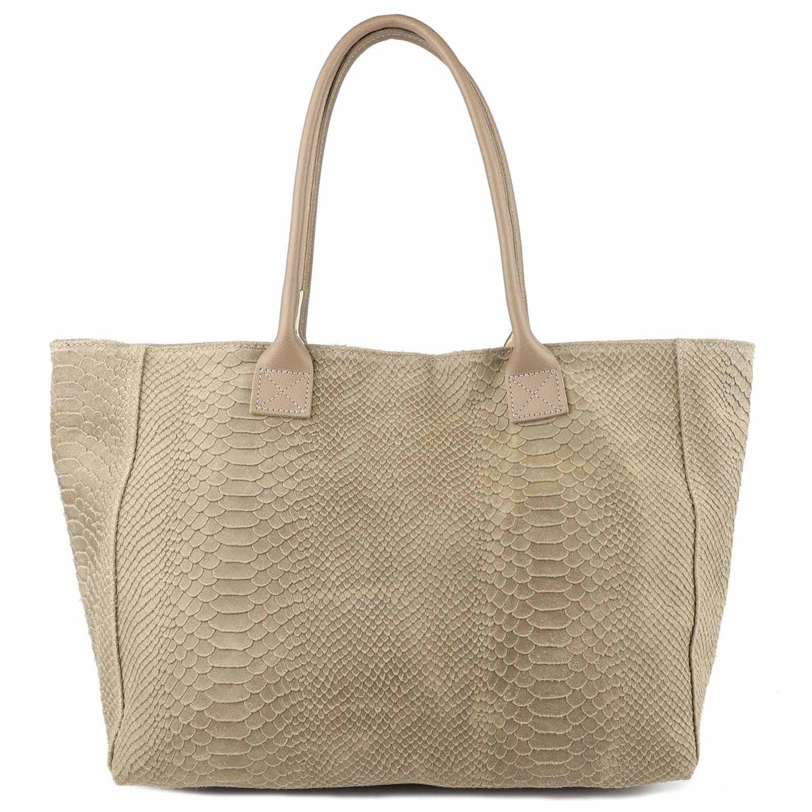 Shopper Made in Italy Damen Leder Tasche Schlange Prägung Tote Bag Handtasche