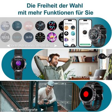 HOUROC Smartwatch, Smartwatch Damen Herren Smartwatch (1.39" HD Fitnessuhr mit Anruffunktion Zoll) IP67 Wasserdicht Fitness Tracker mit Schrittzähler Pulsuhr Blutdruck Messgerät, Schlaf-Monitor, SpO2,100+ Sportmodi Outdoor Fitness Tracker,für Android iOS