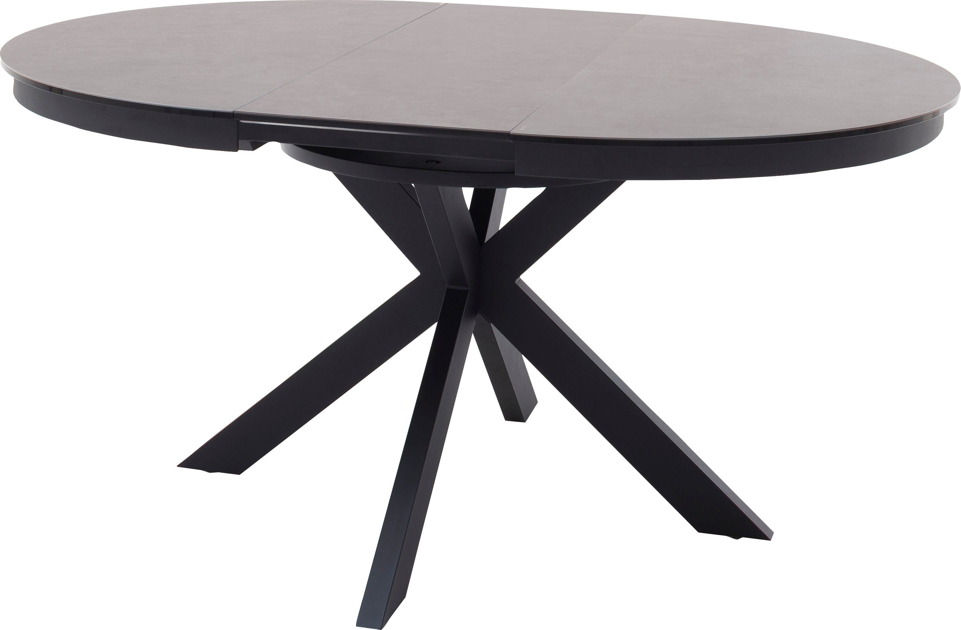 Tisch furniture Keramik Esstisch Glas Schwarz rund MCA ausziehbar, Synchronauszug Matt Winnipeg, mit