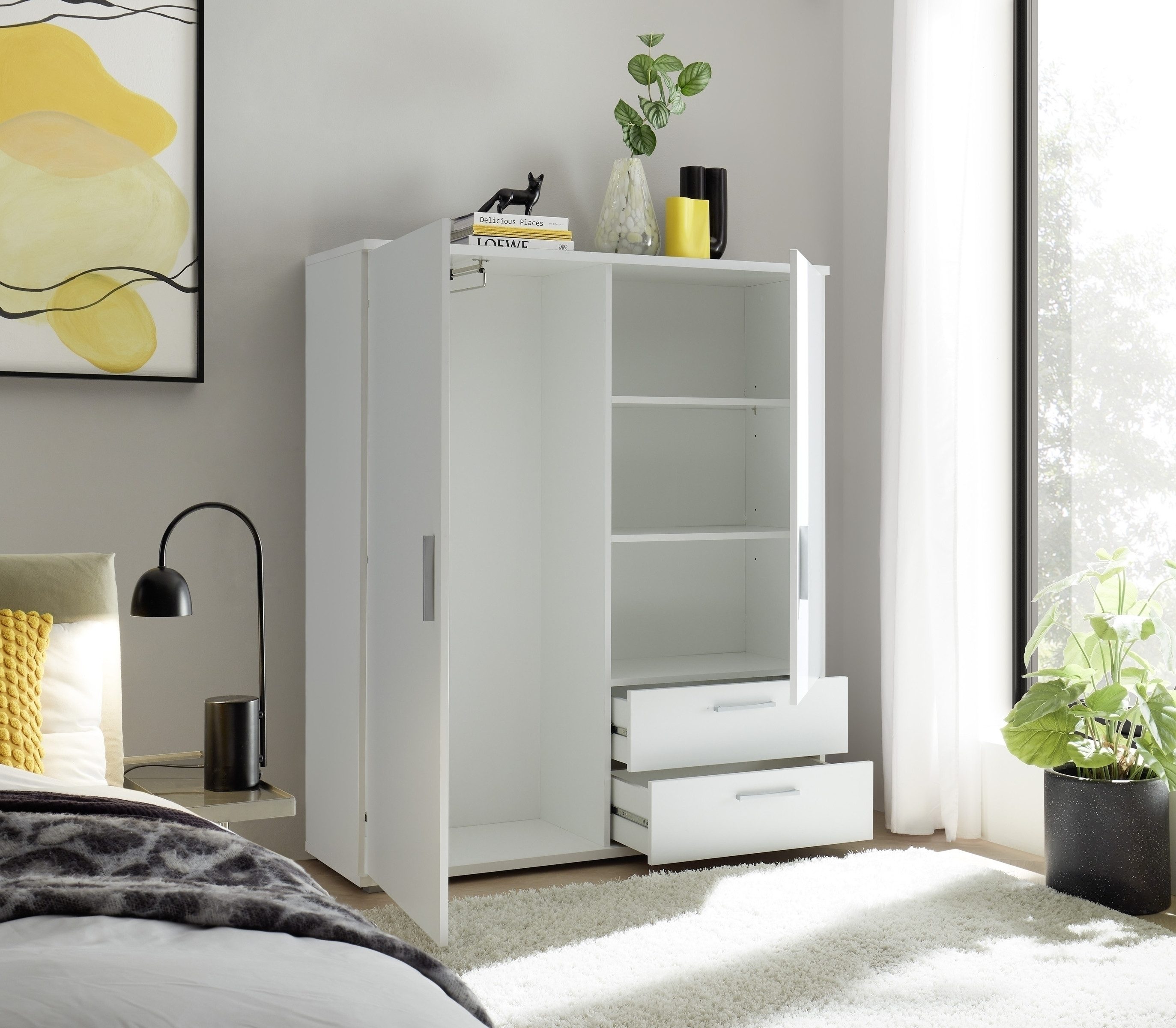 PREISBRECHER Kleiderschrank ADELINE Garderobenschrank, Mehrzweckschrank, weiß - 120x140x38cm (BxHxT) – Bild 3 von 5