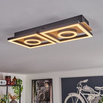 hofstein Deckenleuchte Deckenlampe aus Metall/Holz/Kunststoff in Schwarz/Natur/Weiß, LED fest integriert, 3000 Kelvin, Leuchte im modernen Design, 12 Watt, 1350 Lumen