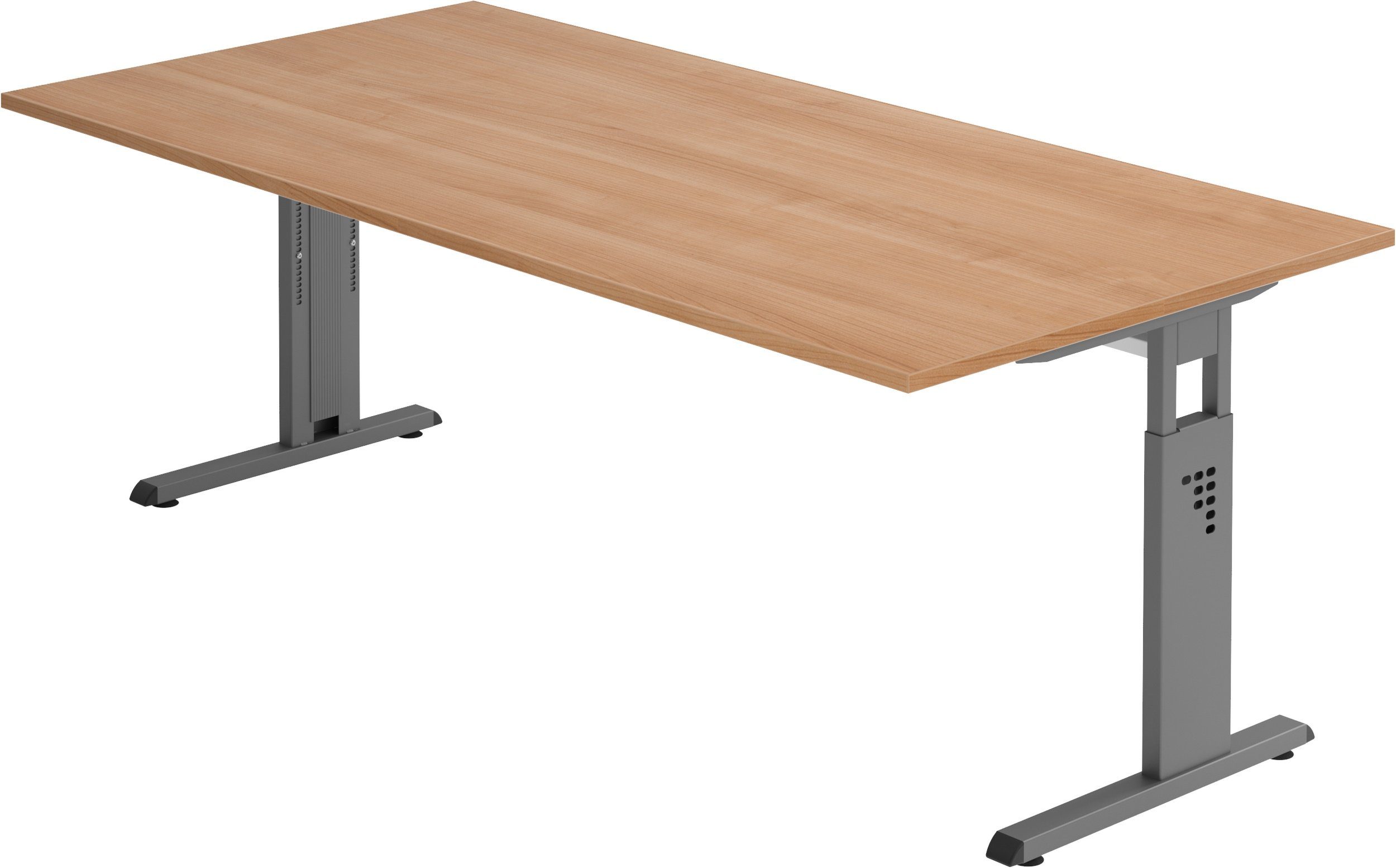 bümö Schreibtisch Schreibtisch Serie-O, Rechteck: 200 x 100 cm - Dekor: Nussbaum - Gestell: Graphit