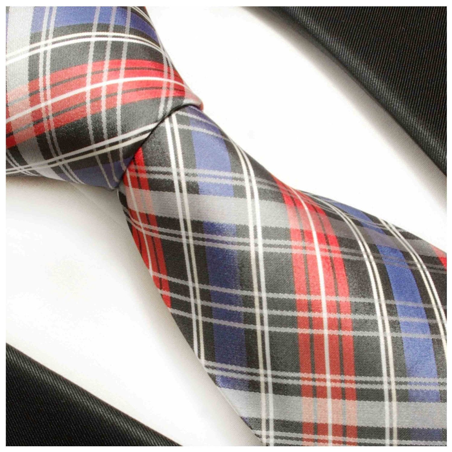 Paul Malone Seide Schottenmuster Krawatte modern Herren rot Seidenkrawatte Schlips blau anthrazit Designer (6cm), Schmal 636