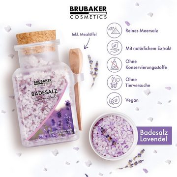 BRUBAKER Badesalz Lavendel Duft - Badezusatz mit natürlichen Extrakten, 1-tlg., Wellness Baden für Entspannung, Erholung und Körperpflege