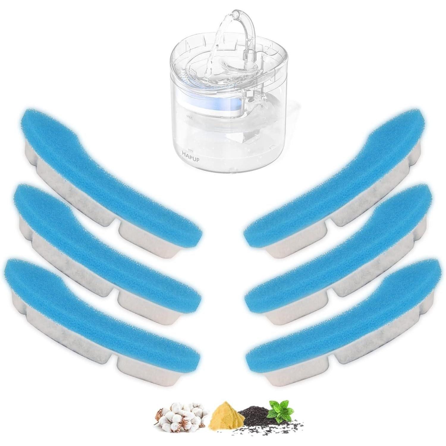LuxusKollektion Trinkbrunnen Katzenbrunnen Ersatzfilter Aktivkohlefilter Trinkbrunnen 6 Pack Blau
