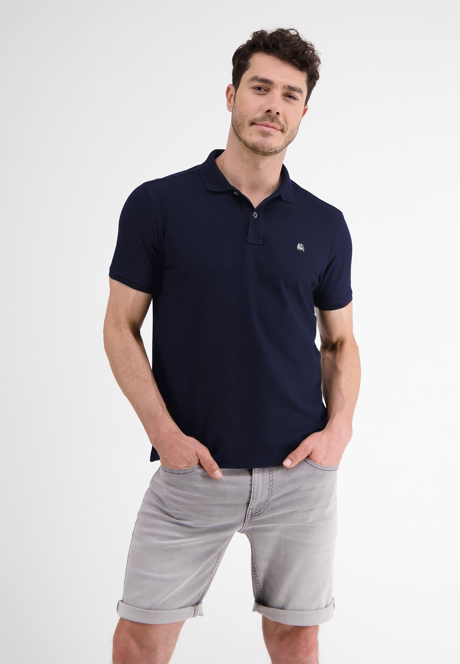 LERROS Poloshirt LERROS Klassischer Polostyle in *Cool & Dry* Piquéqualität NAVY