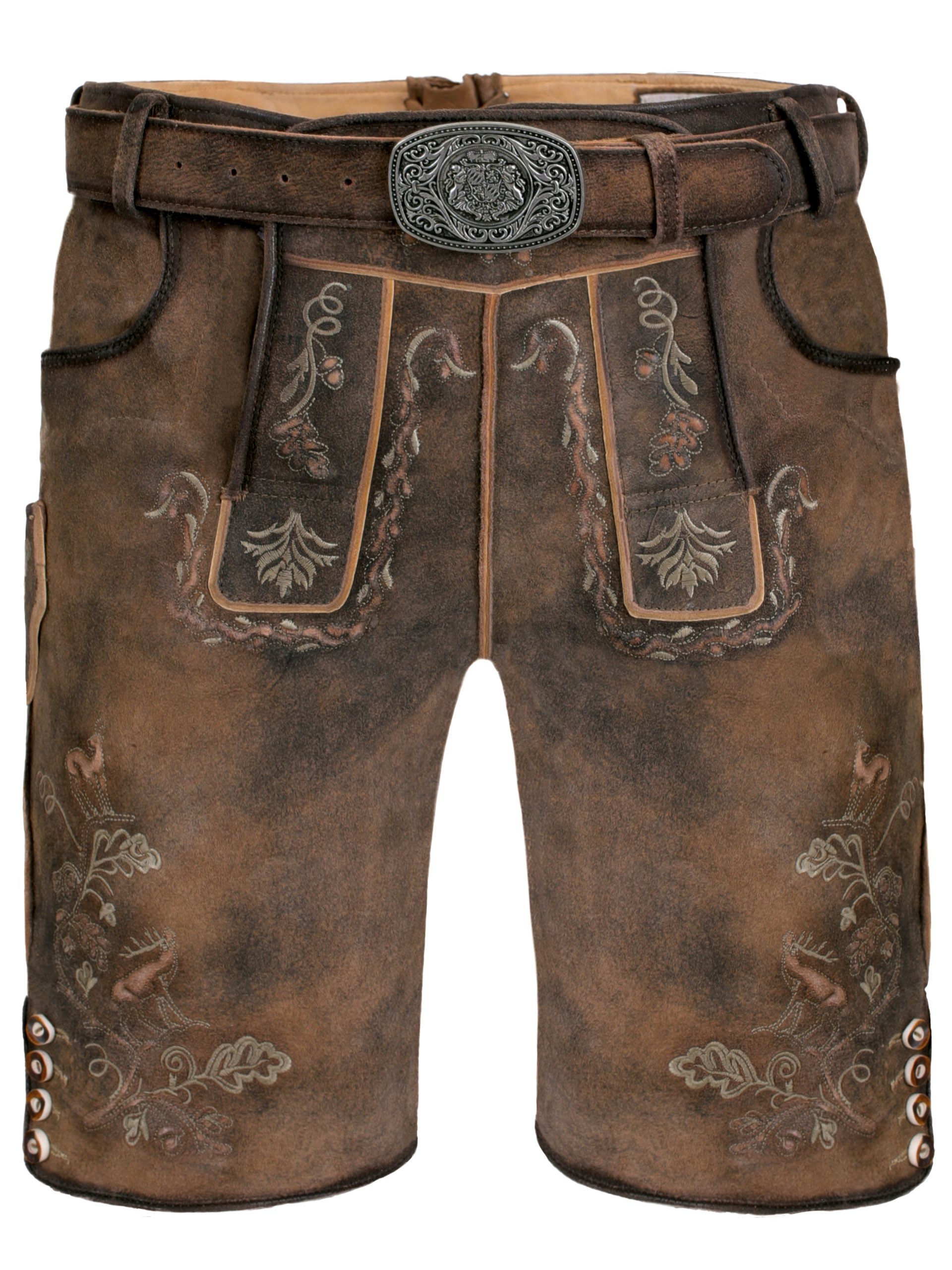FUCHS Trachtenlederhose Trachtenlederhose Herren kurz Braun Echtleder Antik Krachlederhose (1-tlg)