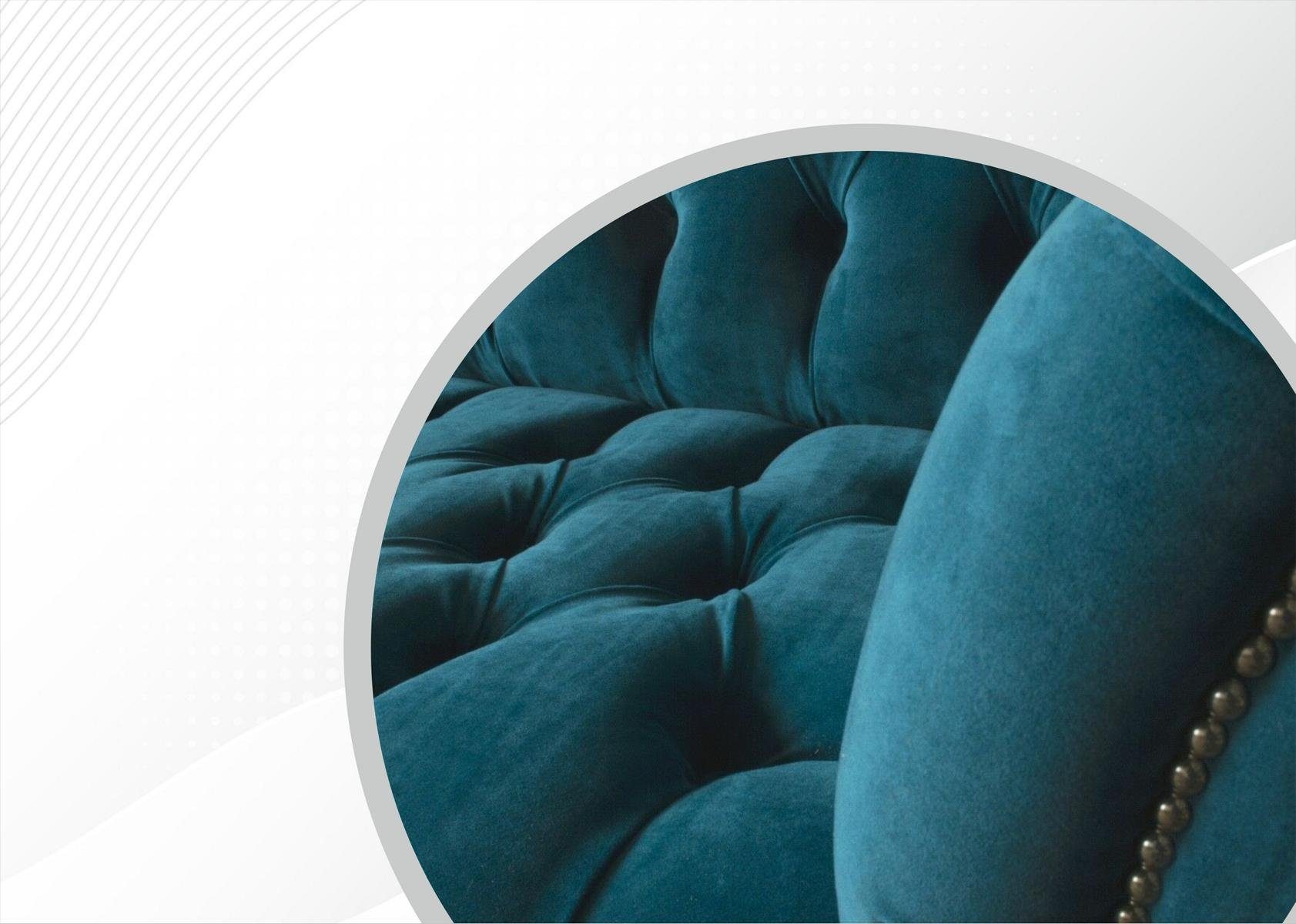 JVmoebel Chesterfield-Sofa Gemütliches Türkis Sofa Couch in Made Chesterfield Textil Luxus Neu, Europe