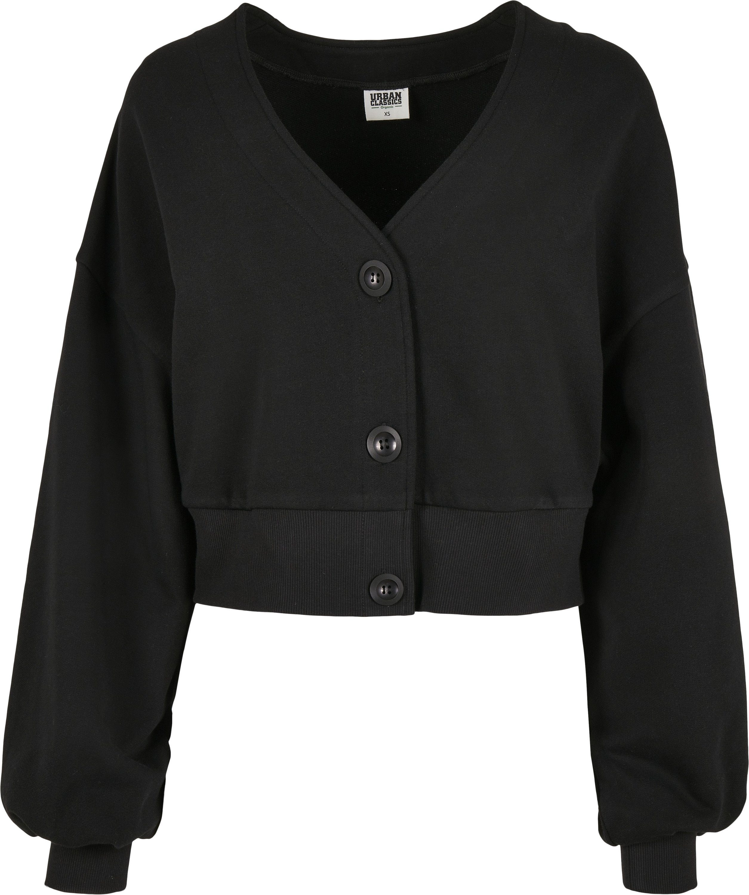 CLASSICS URBAN Cardigan Short black Oversized Terry Damen (1-tlg) Ladies Sweatjacke Organic