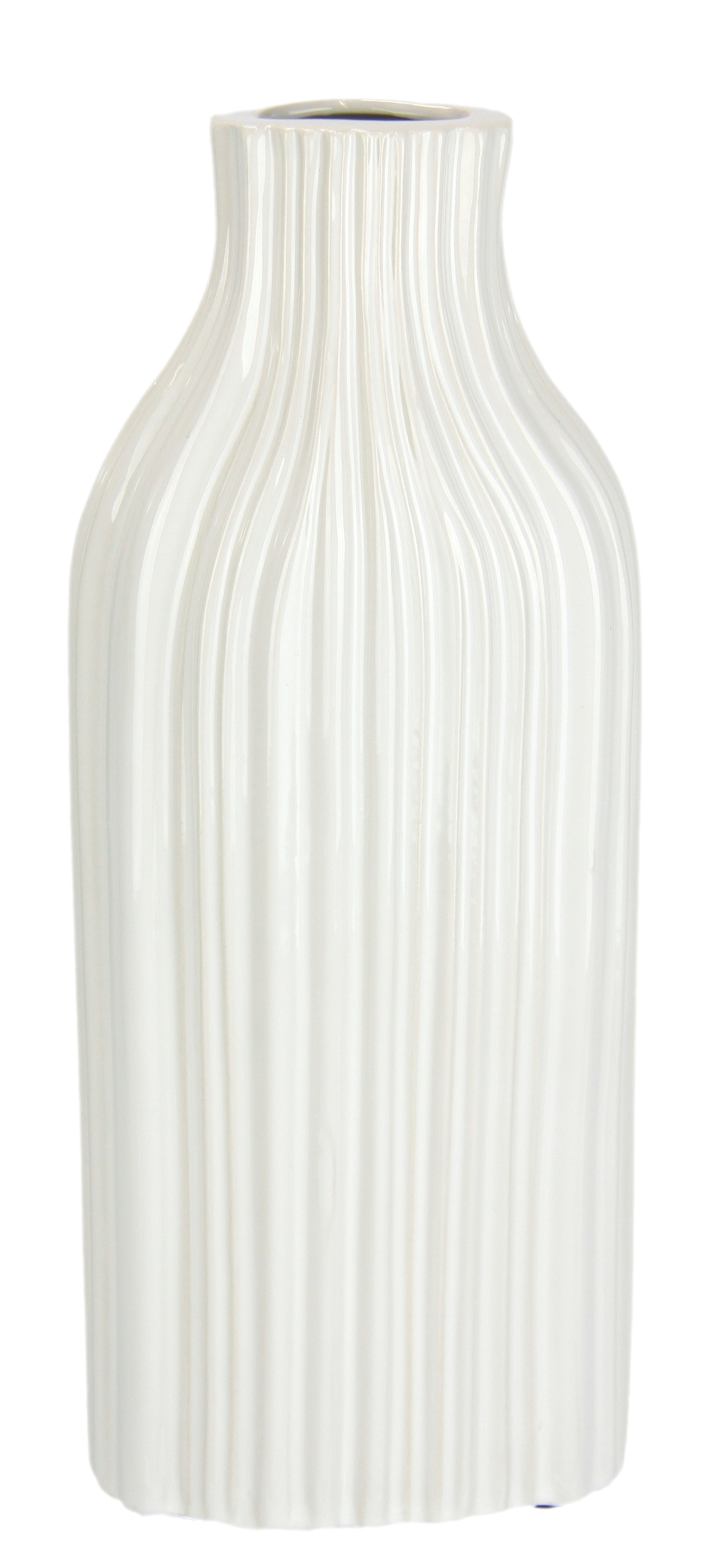 I.GE.A. Dekovase Blumenvase aus Keramik, geriffelt, bauchig, glänzend, Keramikvase (1 St), Deko-Vase für Blumen, Pampasgras, Trocken- oder Kunstblumen u. Zweige