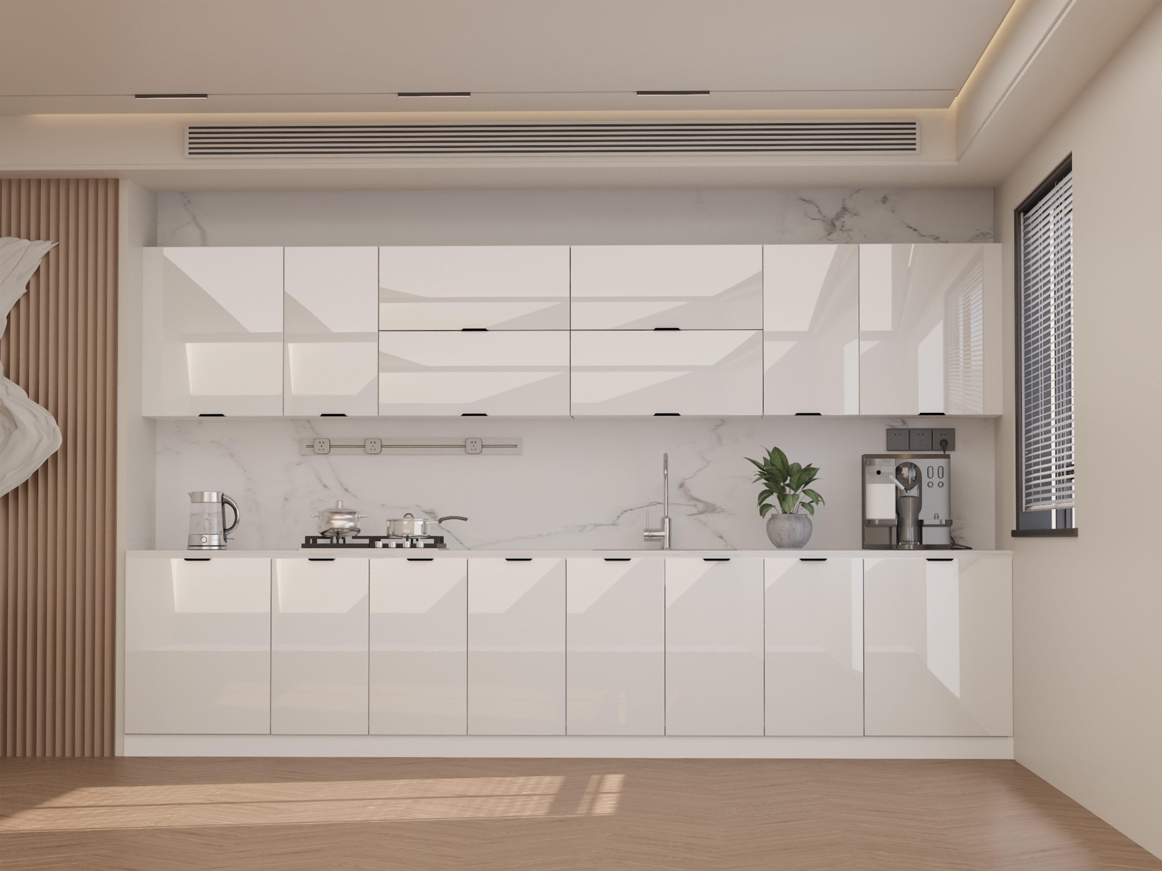 ROYAL24_MARKT Küchenzeile – 360 cm – Lunara – Edle Optik – Ohne Arbeitsplatte & Elektrogeräte, (Set), Edle Materialien - Stilvolles Design - Hohe Qualität