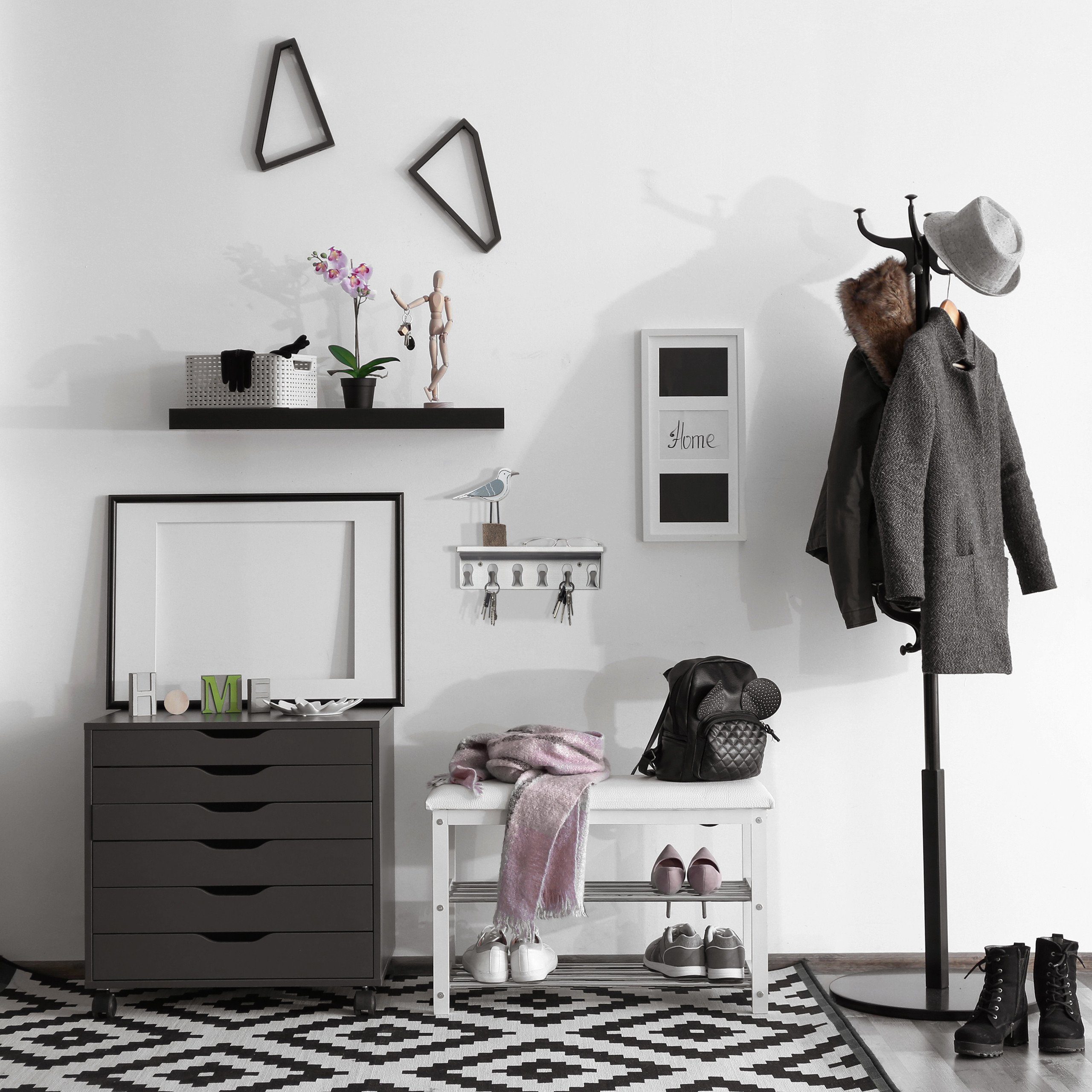 relaxdays Schlüsselbrett Silbernes Schlüsselbrett günstig online kaufen