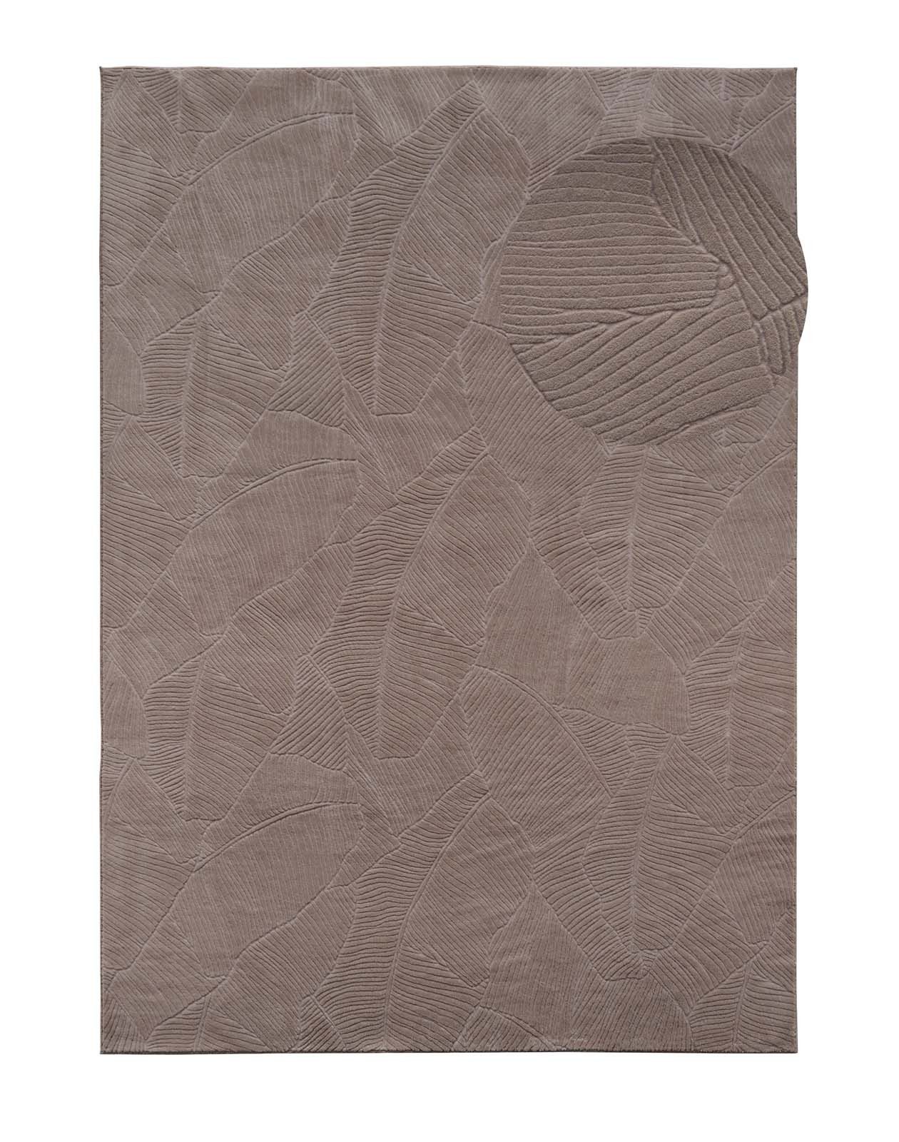 TaCa Home Teppich Kurzflor Teppich Hasenfell Optik, rechteckig, Höhe: 10 mm, Wohnzimmer, Kinderzimmer, Esszimmer, Blätter Taupe - 300 x 400 cm