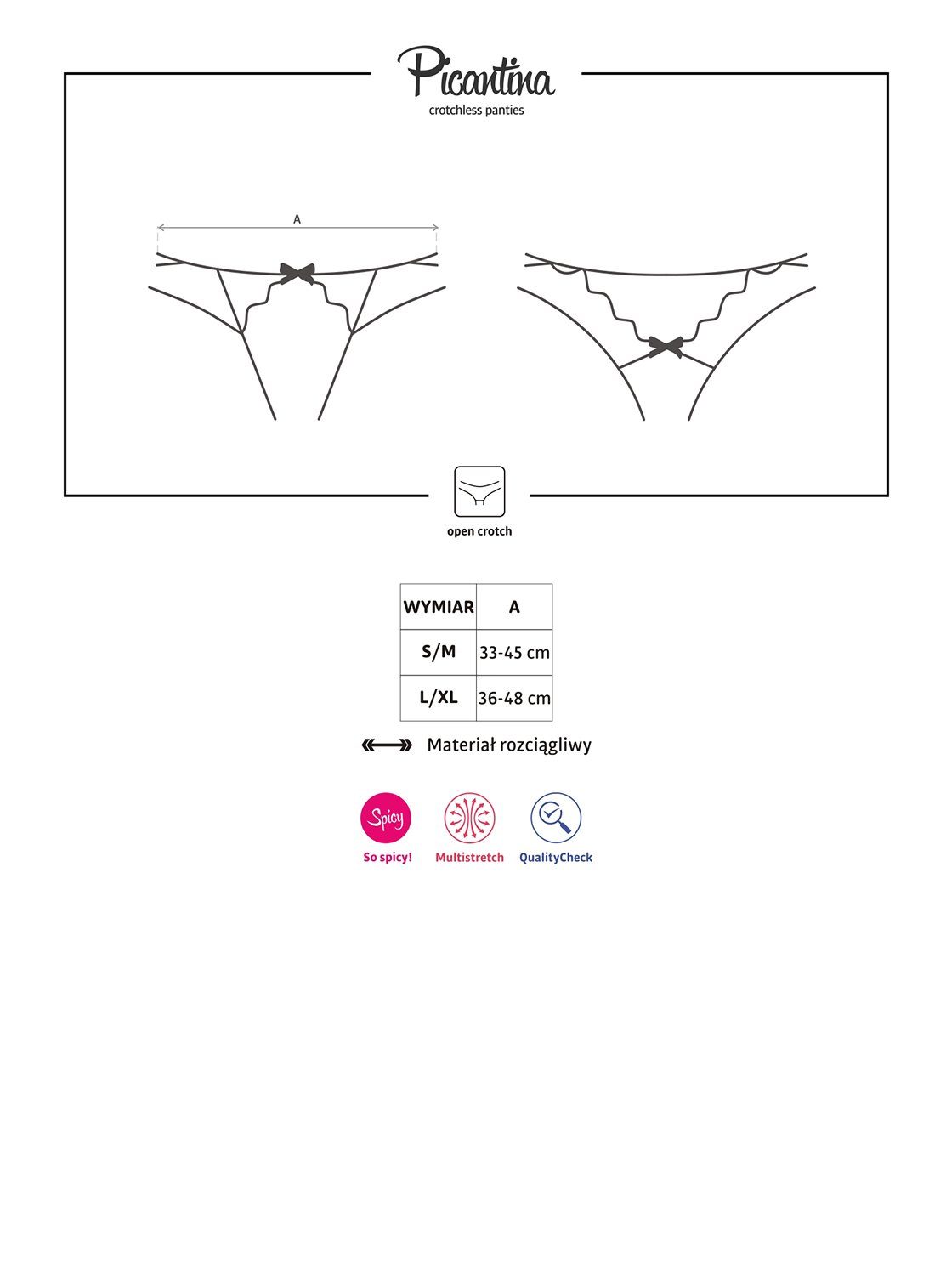 Obsessive Panty-Ouvert String Picantina schwarz offen mit Spitze Stretch Thong Blumenmuster (einzel, 1-St)