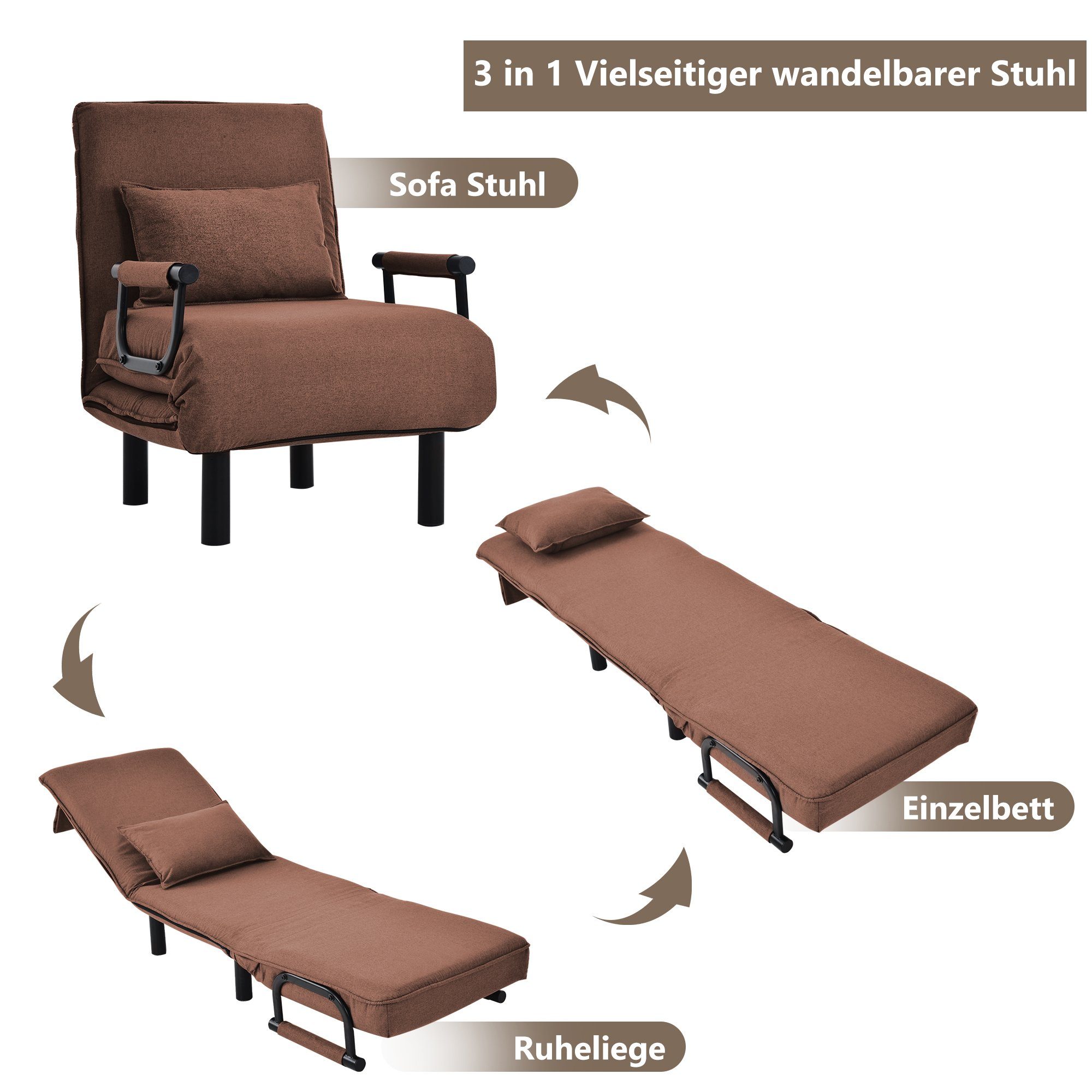 Rückenlehne Positionen Relaxsessel Relaxsessel,Fernsehsessel,verstellbare mit 6 Dedom Braun