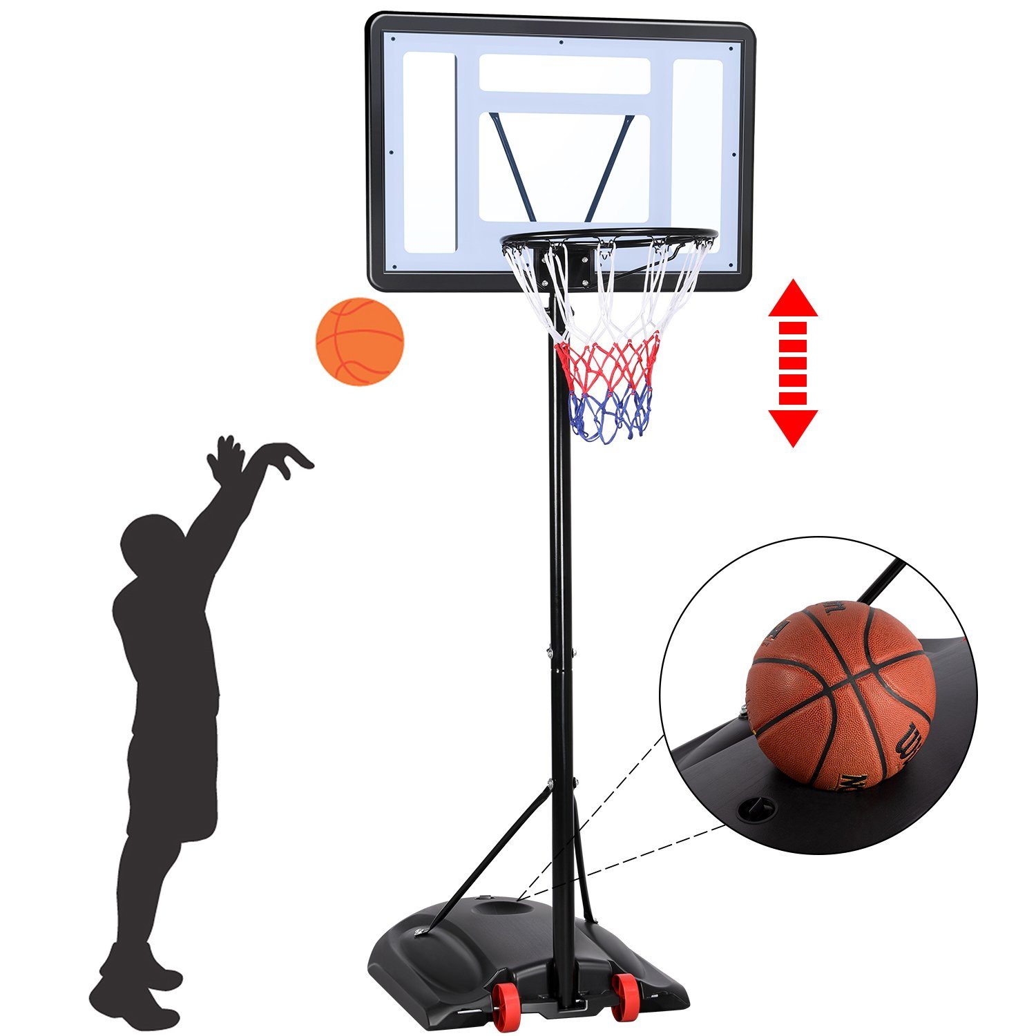 cm, Korb Yaheetech Basketballständer 219 cm Basketballkorb, 279 Ø42 bis