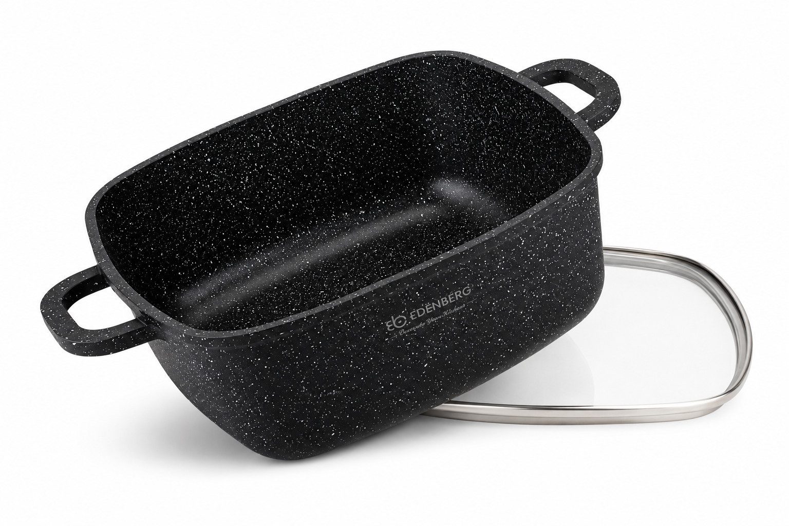 Edenberg Topf-Set 8 tlg. Schöne quadratische Töpfe zum Backen und Kochen in 4 Größen, Aluminium, Edelstahl, Aluminiumguss (Entscheiden Sie sich für dieses hochwertige Topfset und erleben Sie Kochen auf einem neuen Niveau, mit Komfort, Stil und hervorragender Funktionalität., 8-tlg)