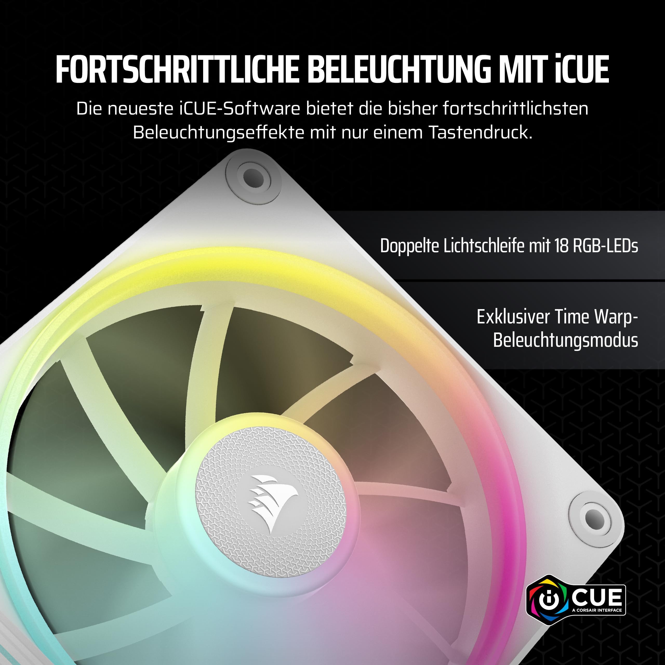 Corsair Computer-Kühler LX120 RGB, RGB-Beleuchtung, AirGuide-Technologie, magnetisches Schwebelager