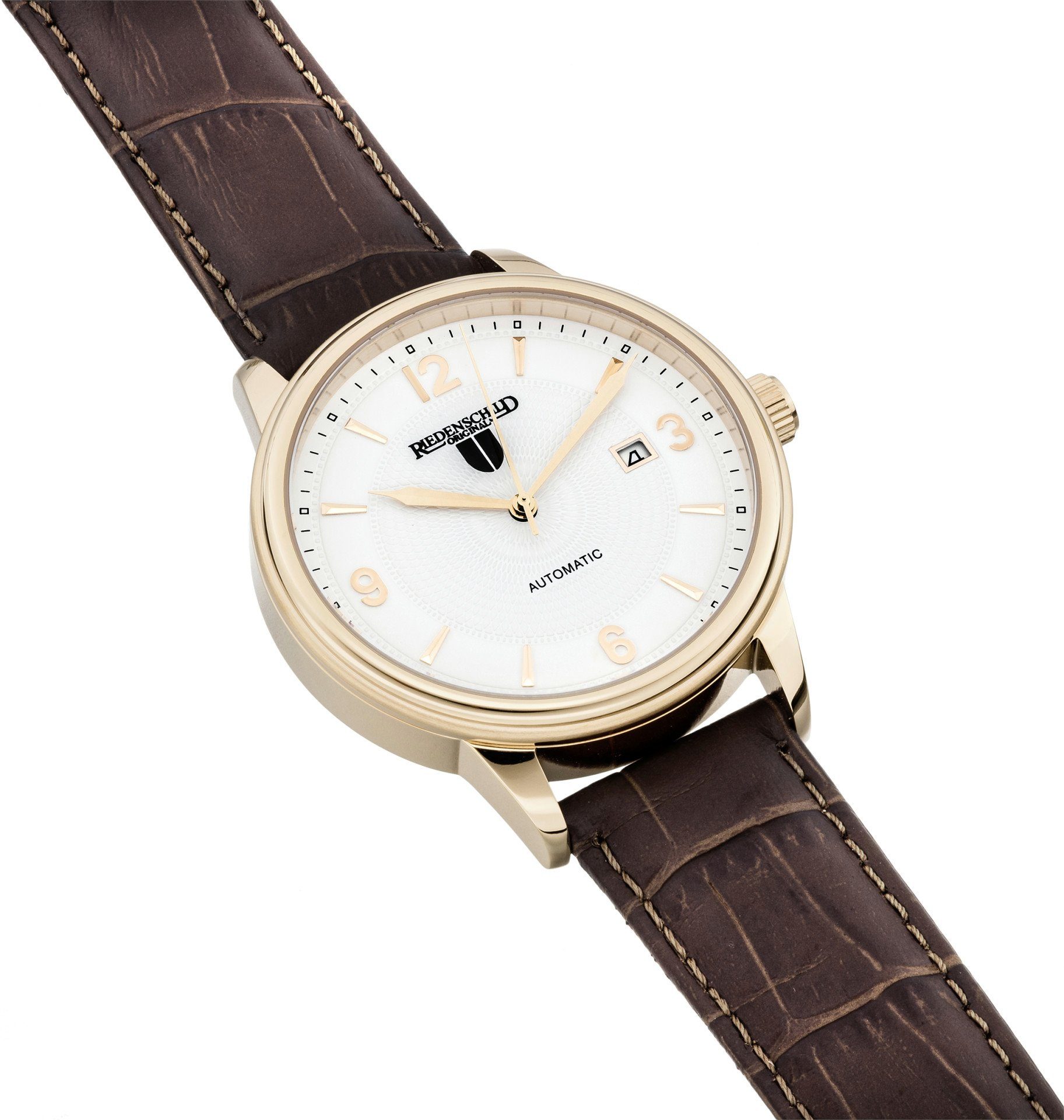 Riedenschild Automatikuhr RS7605-04 Herrenuhr Rose Lederband Braun 42 mm RS7605-04