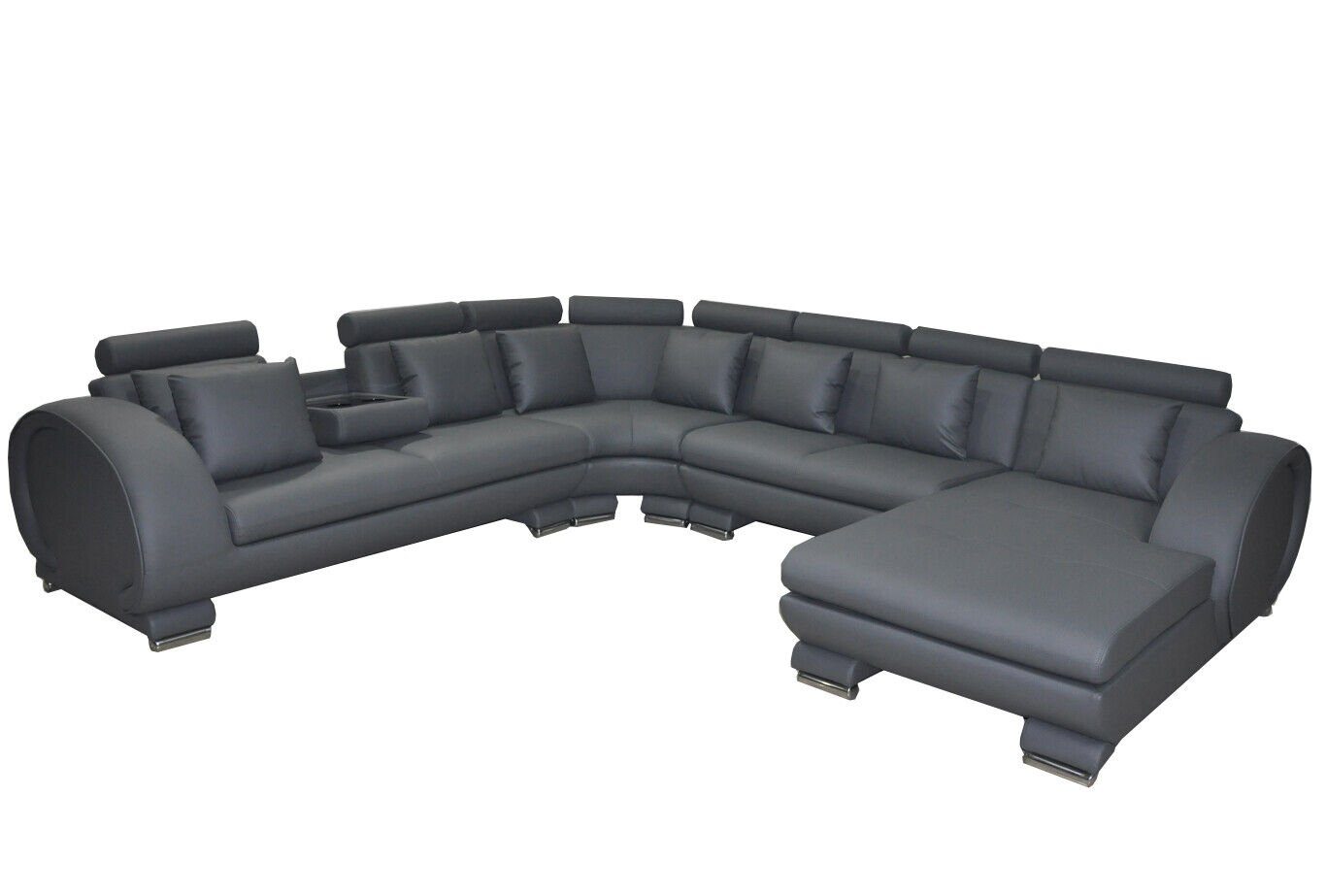 JVmoebel Ecksofa Leder Sofa +USB Couch Polster Sitz Wohnlandschaft Design XXL U Form