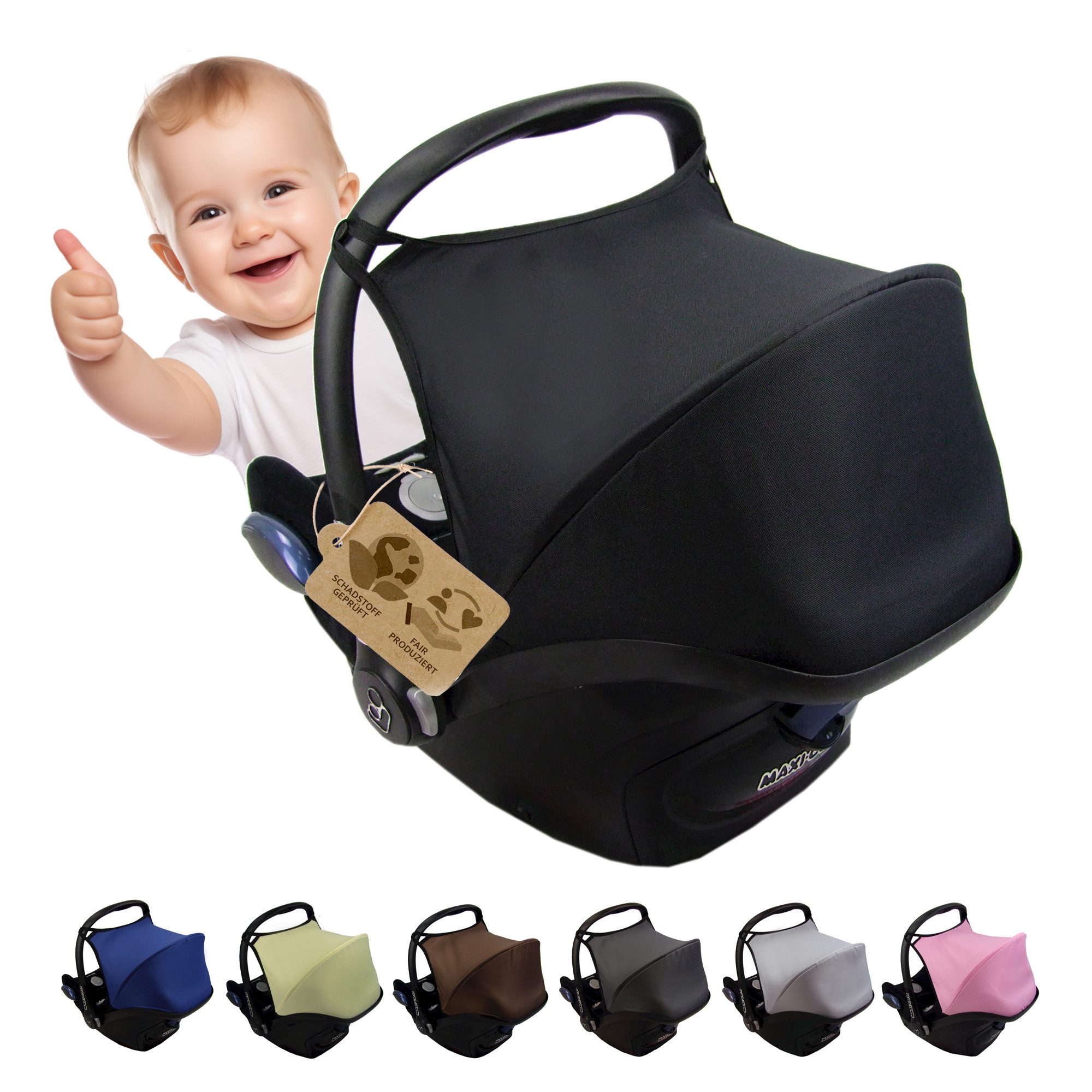 BambiniWelt by Rafael K. Babyschale Sonnenverdeck für Babyschale kompatibel mit Maxi Cosi Cabrio-Fix + GP, ab: 0+, bis: 14 Monate