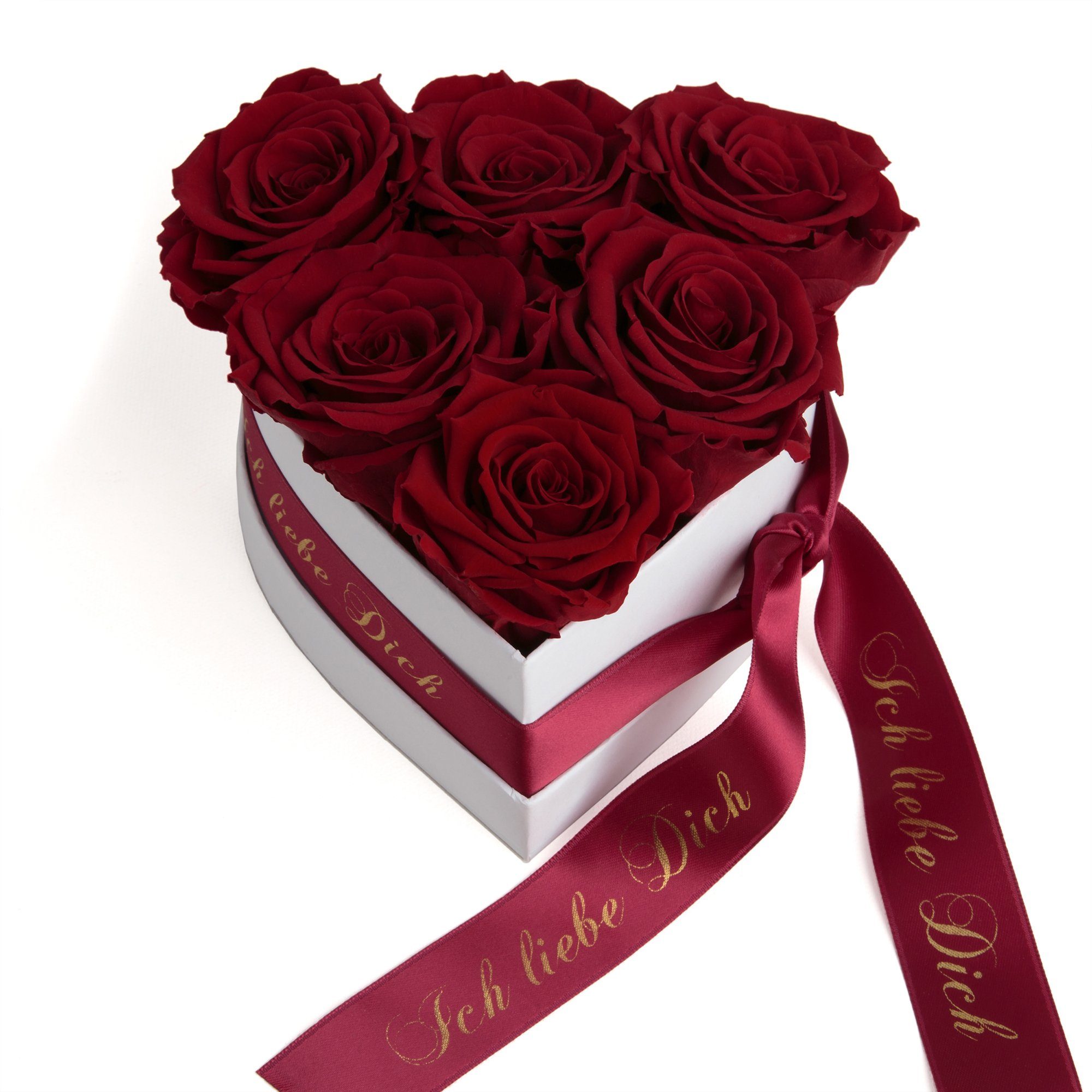 Kunstblume Infinity Rosenbox Herz 6 ewige Rosen Ich liebe Dich Geschenk Frau