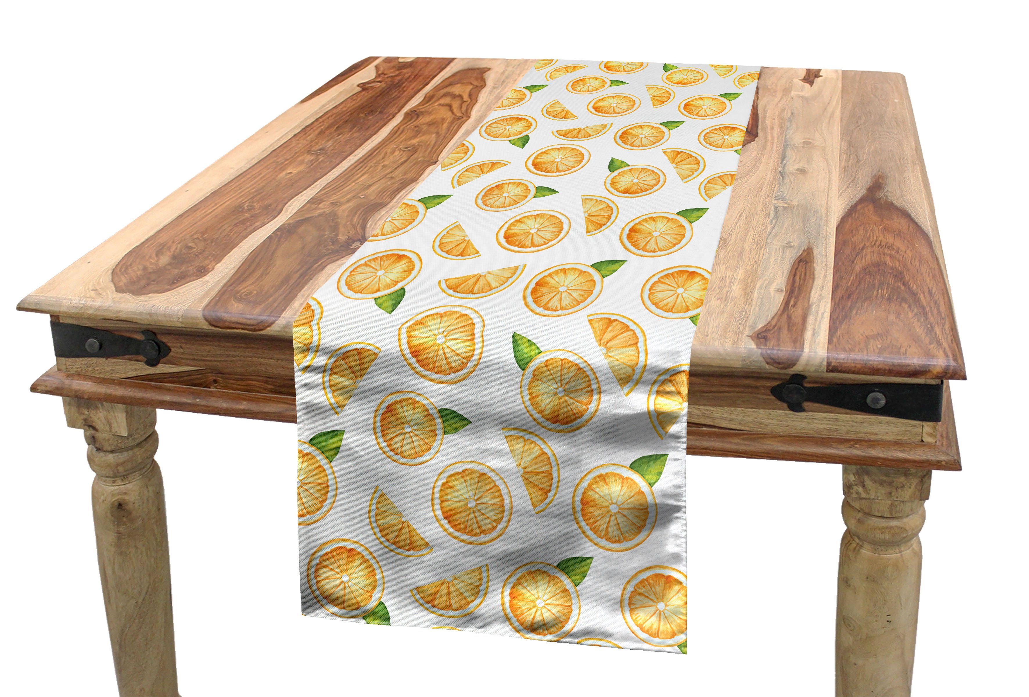 Küche Dekorativer Orange Abakuhaus Fruchtscheiben Esszimmer Rechteckiger Aquarell Tischläufer Tischläufer,