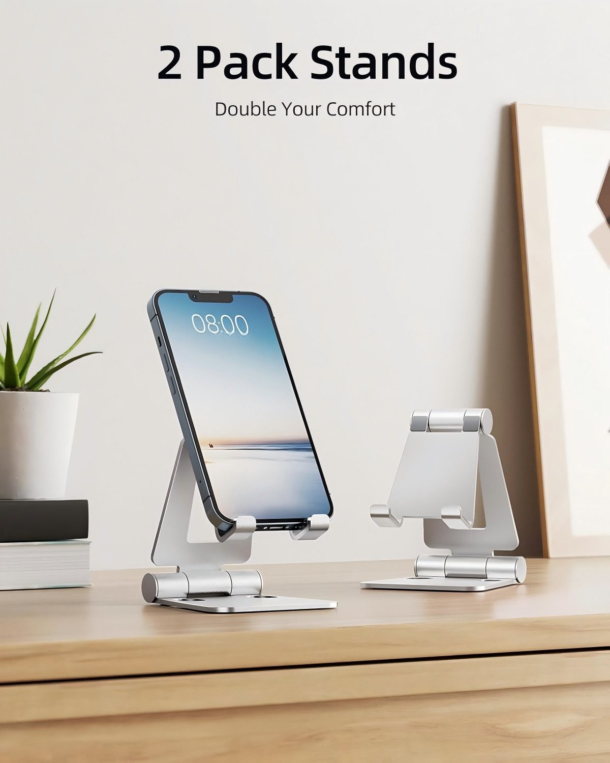 Refined Living Smartphone-Halterung 2 Stück Handy Ständer Faltbar & Verstellbar, Handy Halterung Tisch, (bis 8 Zoll, Handyhalter universal, Smartphone Halter, H – Bild 2 von 5