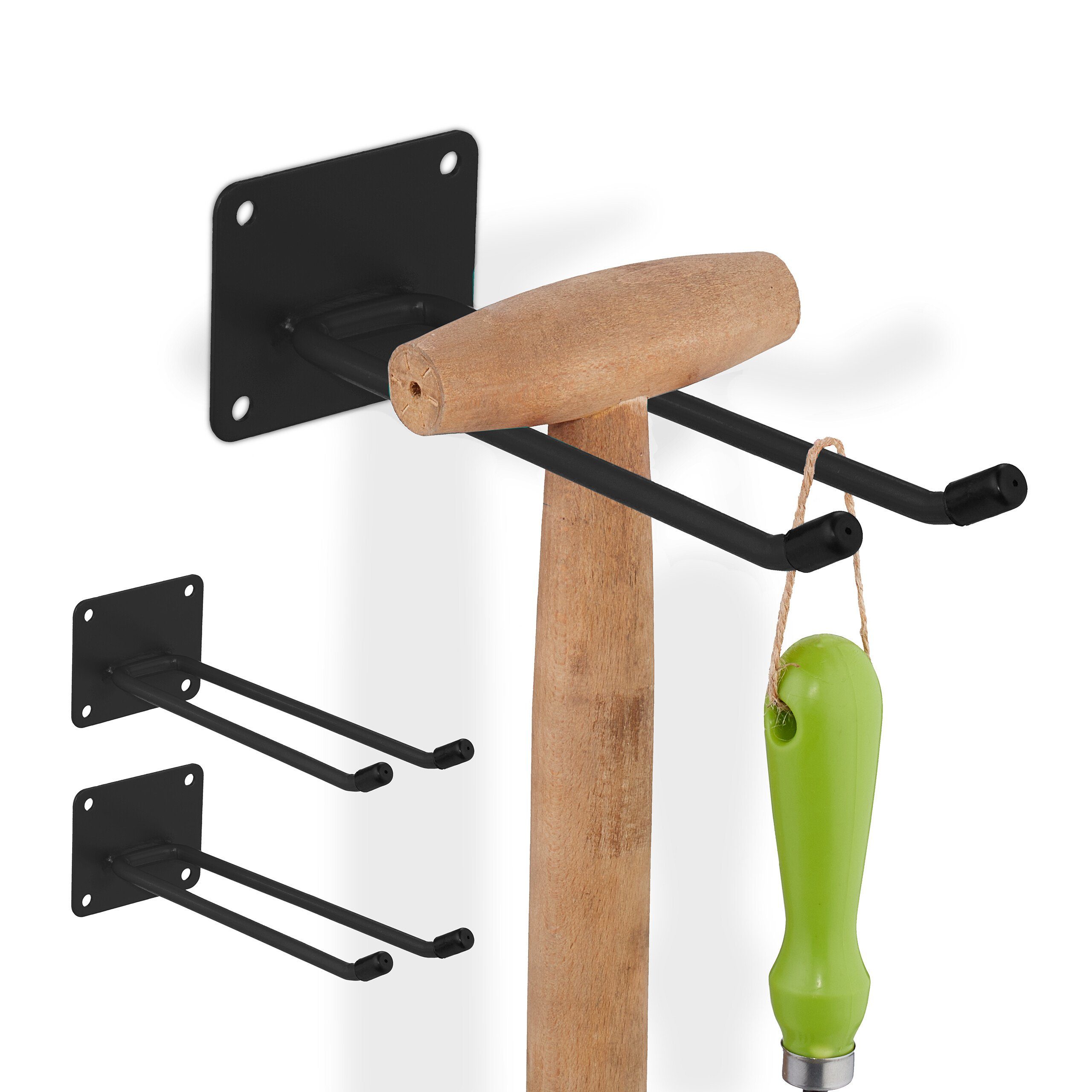 Gartengerätehalter Schwarze Gerätehalter aus Stahl 3er Set
