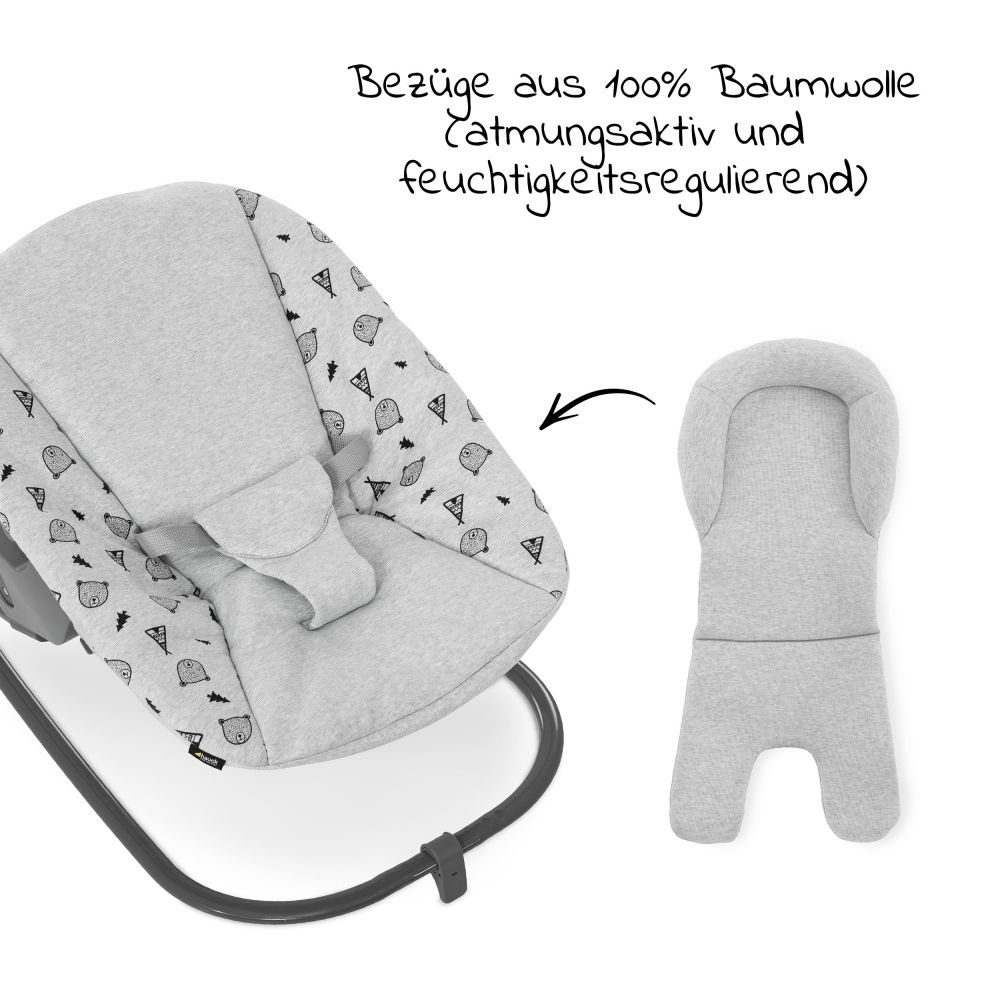 Sitzauflage 5 Babystuhl Alpha (Set, Hochstuhl ab Geburt, Neugeborene, Hauck Plus Aufsatz XL St), Set Essbrett, Newborn für Grau