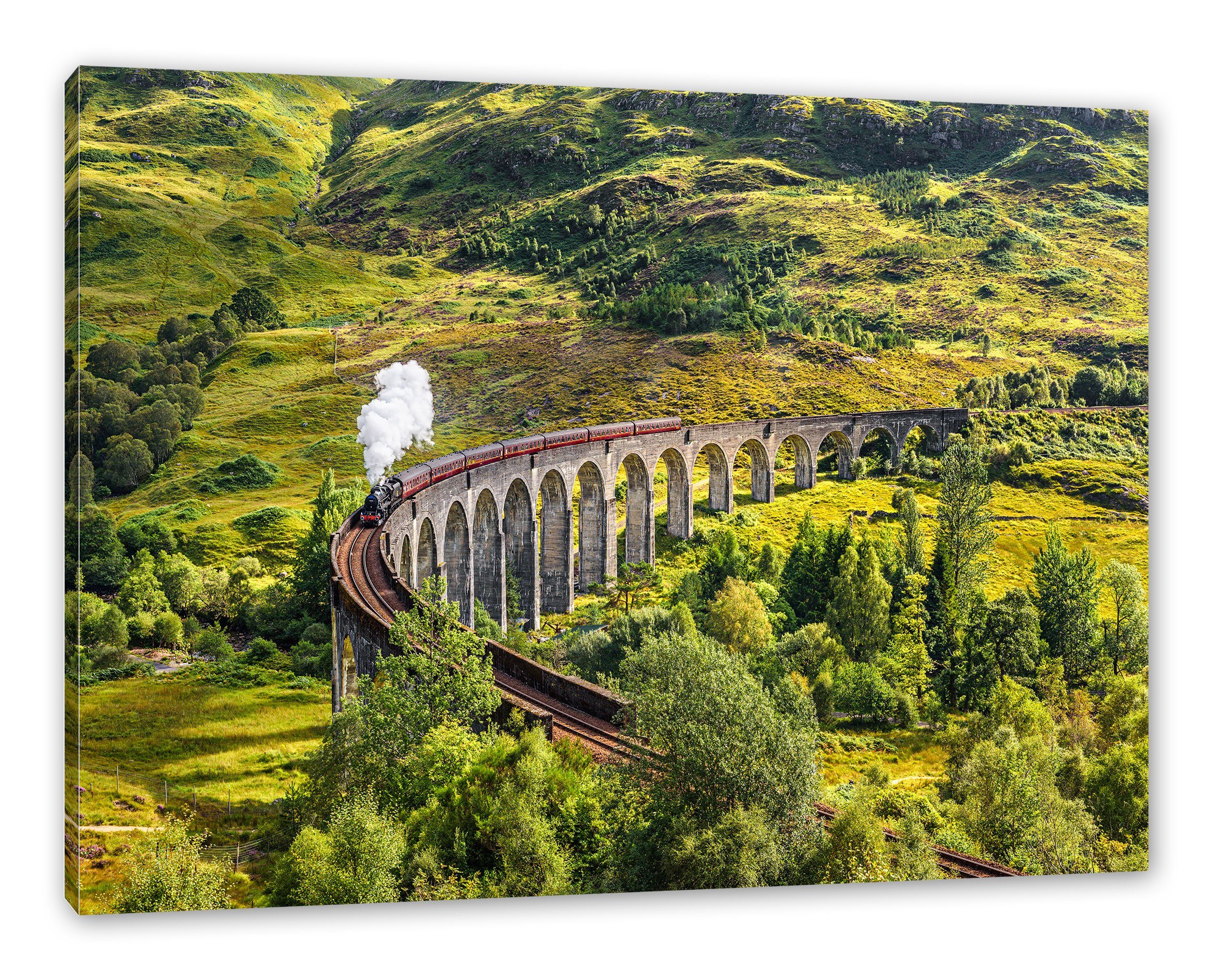 in Eisenbahnviadukt St), bespannt, in Pixxprint (1 Schottland Leinwandbild Zackenaufhänger Schottland, fertig Eisenbahnviadukt Leinwandbild inkl.
