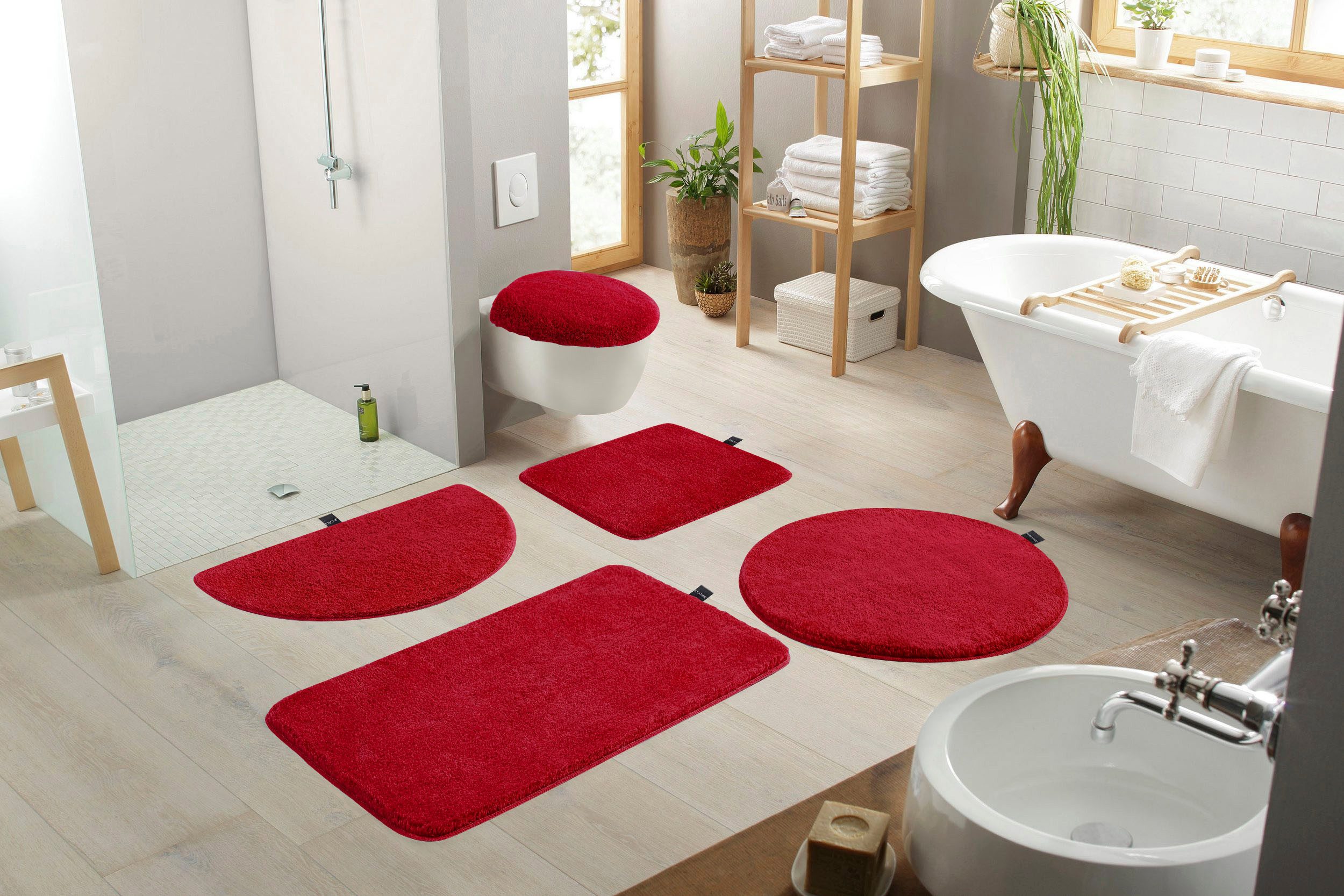 Bruno Banani Badematte Lana, Badvorleger, Badezimmer Teppich, Höhe 25 mm, rutschhemmend beschichtet, fußbodenheizungsgeeignet, schnell trocknend, strapazierfähig, Polyacryl, rechteckig, Badteppich, Badematten, unifarben, auch als 3 teiliges Set & rund