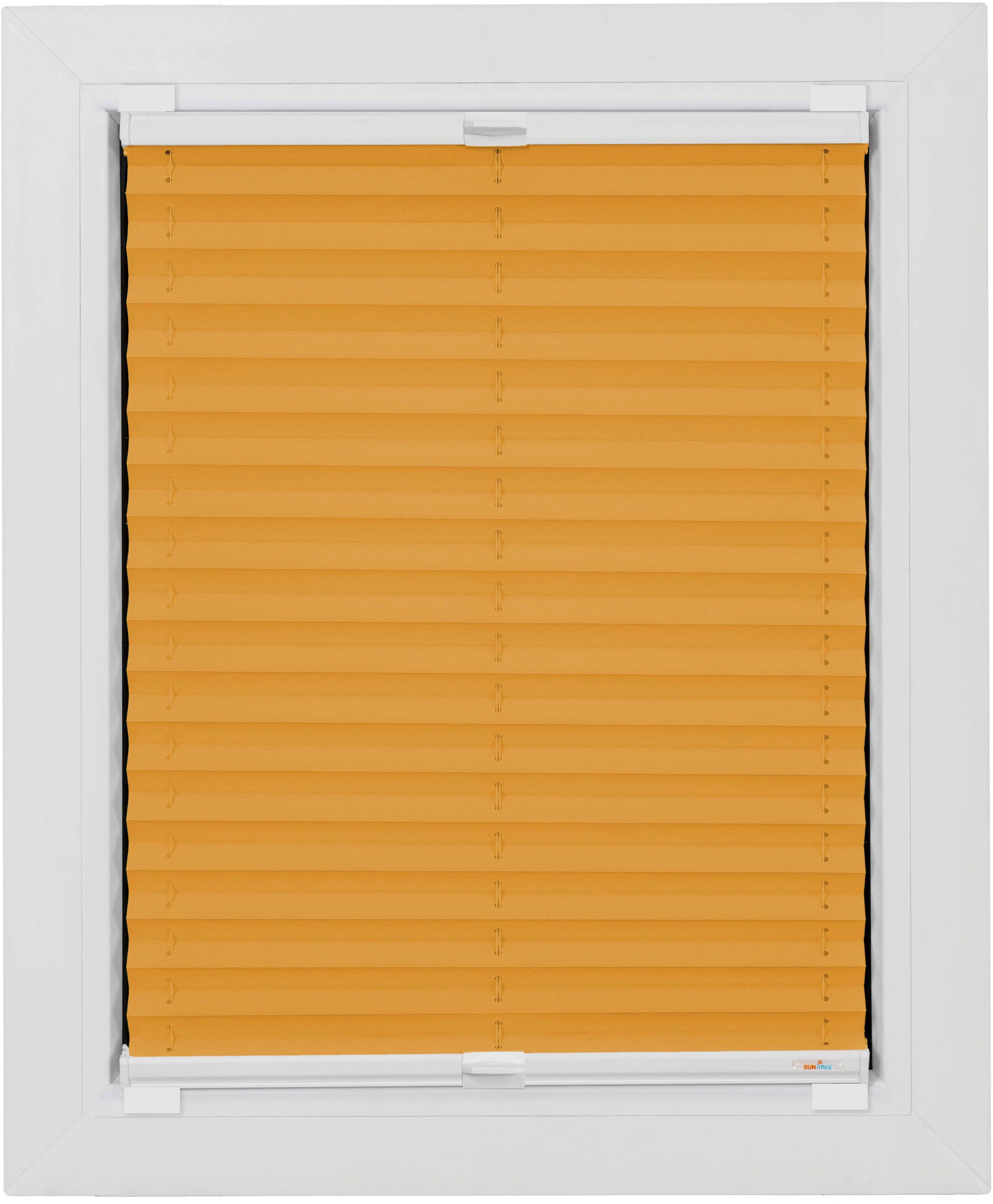 Klebe-Plissee One Size Style Plain, sunlines, blickdicht, ohne Bohren, verspannt, Haftfix, Höhe 160cm orange