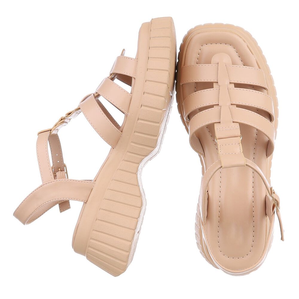 Ital-Design Beige Plateau-Riemensandalen für Damen – Komfortabel & Trendy Plateausandaletten (89372589) Blockabsatz Sandalen & Sandaletten in Beige