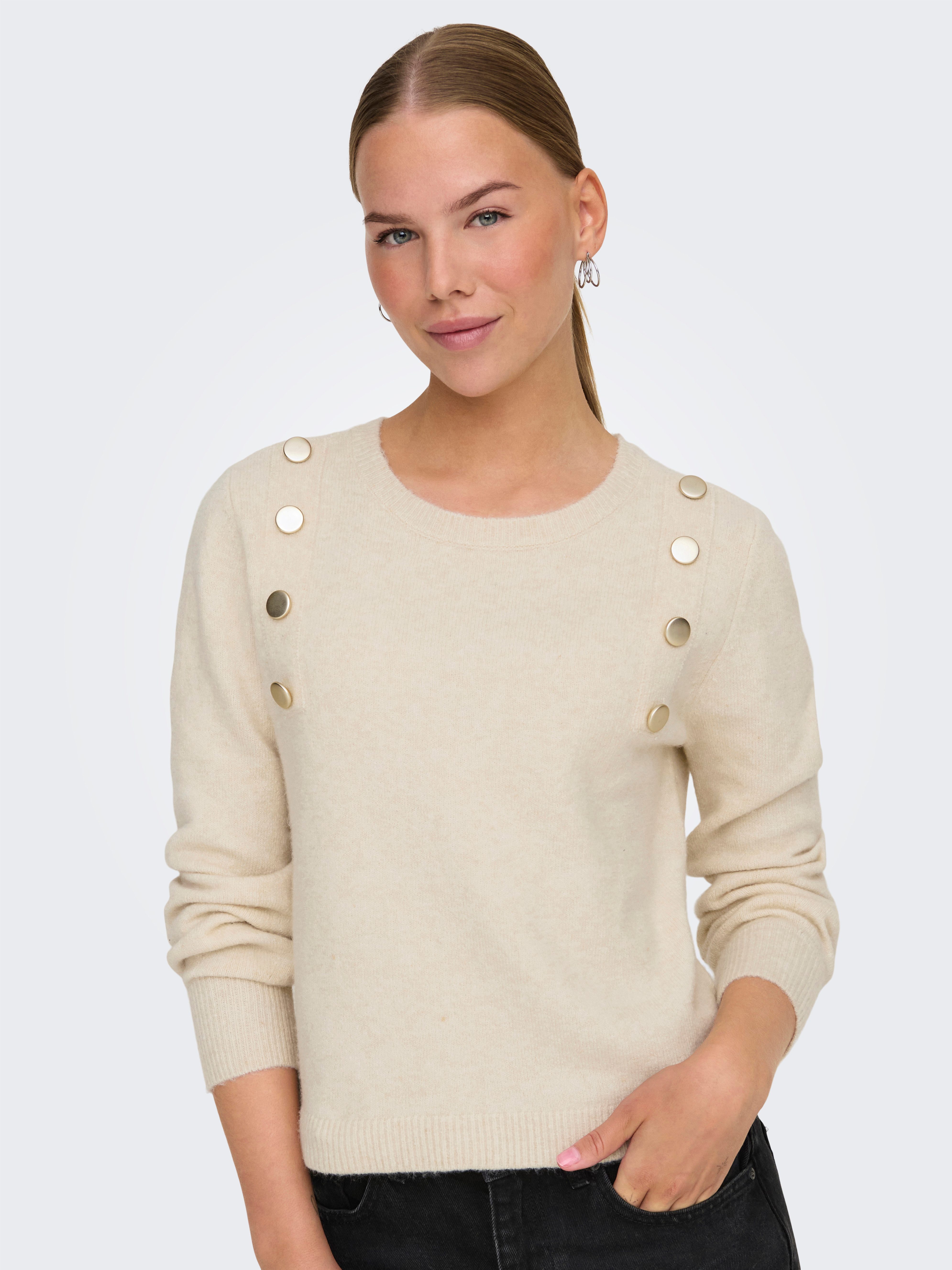 ONLY Strickpullover ONLJEANETT LIFE LS BUTTON O-NECK CS KNT günstig online kaufen