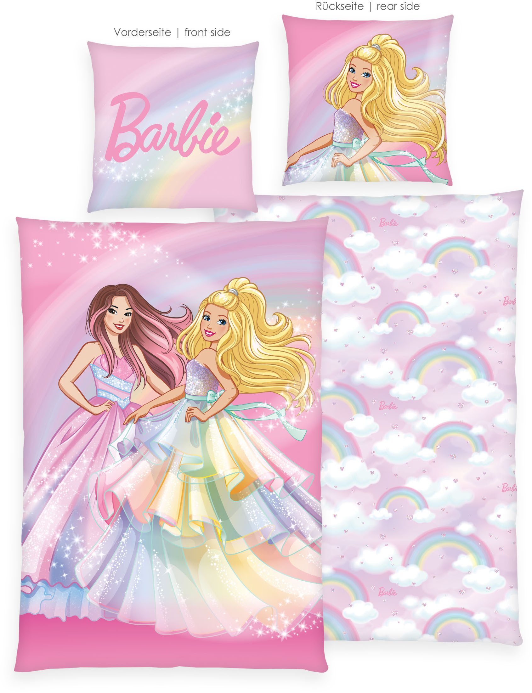 Barbie Bettwäsche Barbie, Renforcé, 2 teilig, Wendebettwäsche