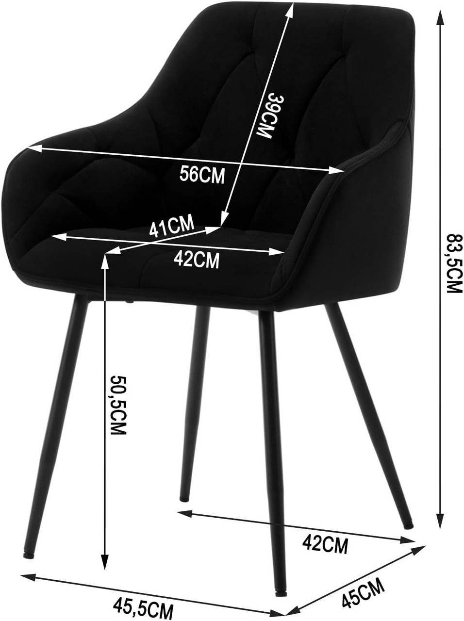 Woltu Polsterstuhl (1 St), Esszimmerstuhl ergonomischer aus Samt
