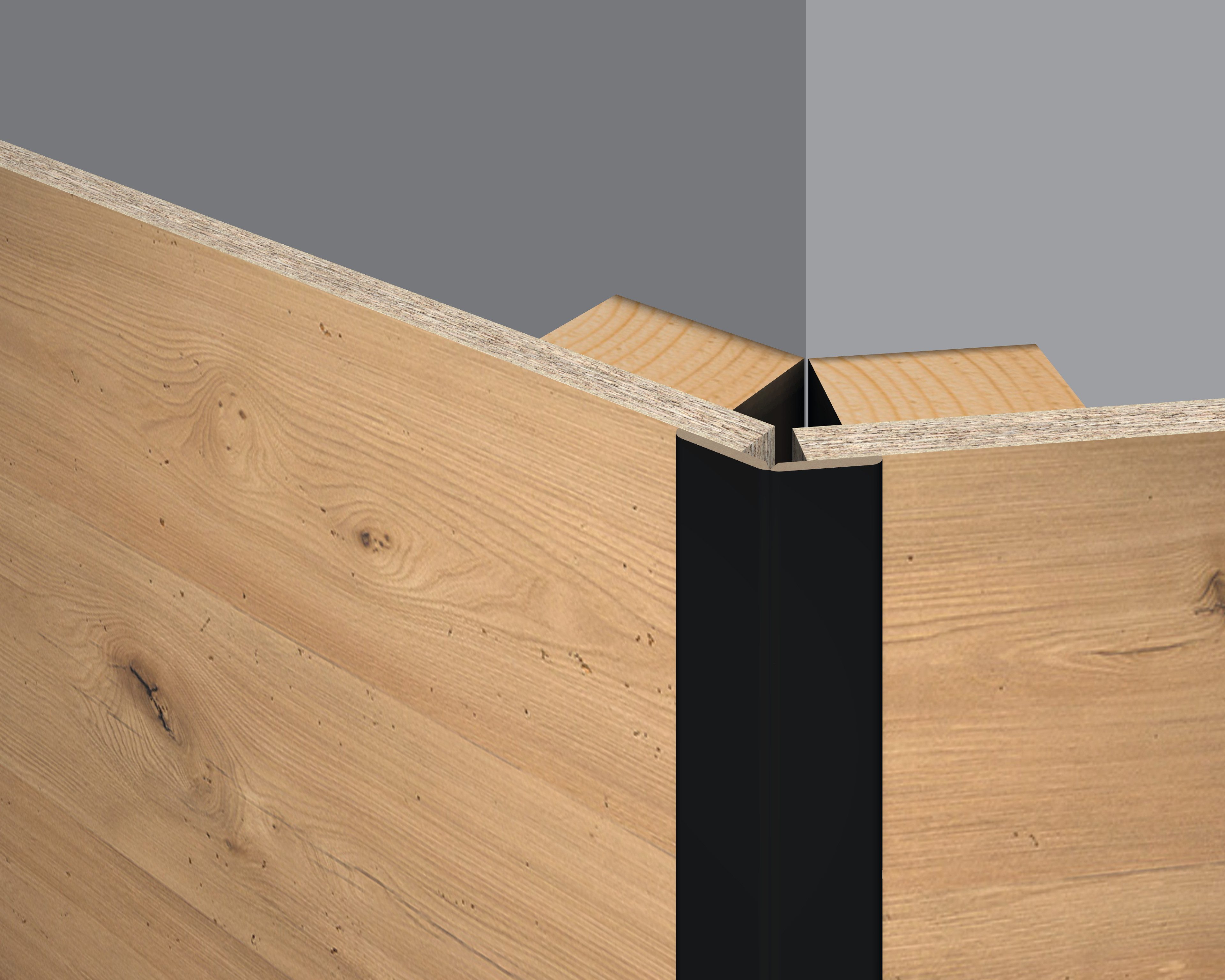 EGGER Abschlussleiste Faltleiste Decowall FL537 schwarz, Kleben, Nageln, 1-St., 2400 x 22 x 22mm