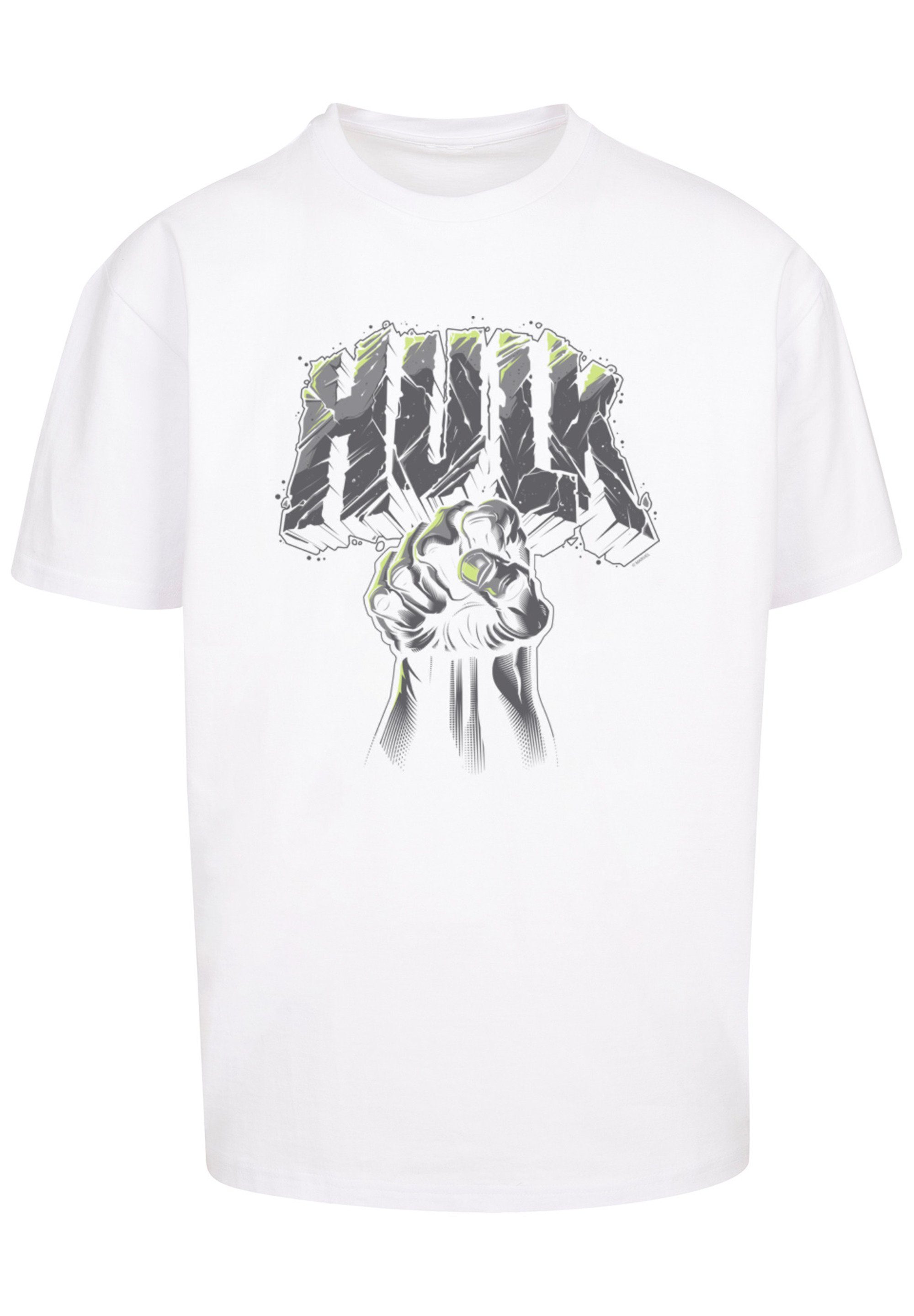 F4NT4STIC Kurzarmshirt Herren Marvel Hulk Punch Logo -BLK with Heavy Oversize Tee (1-tlg) white