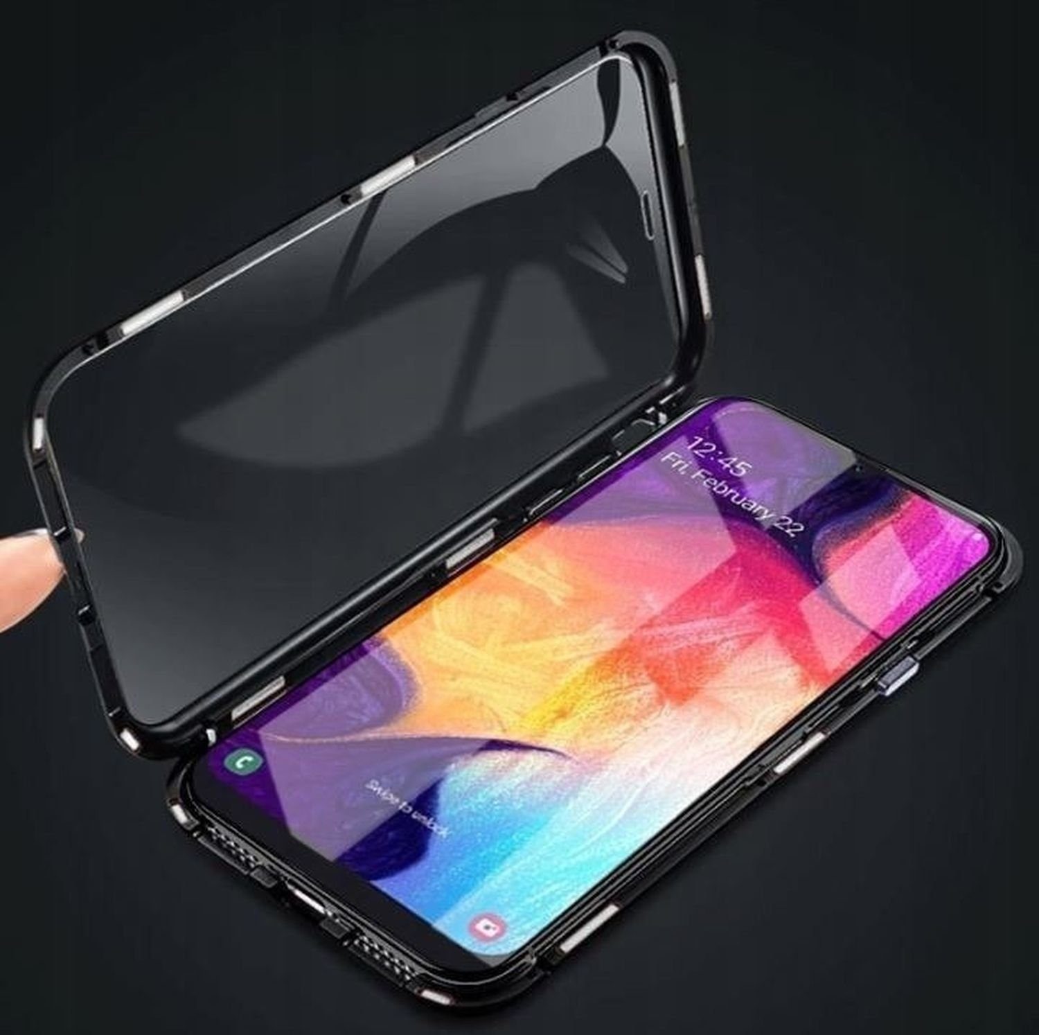 cofi1453 Handyhülle Smartphone Case 360 Magnet mit Schutzglas