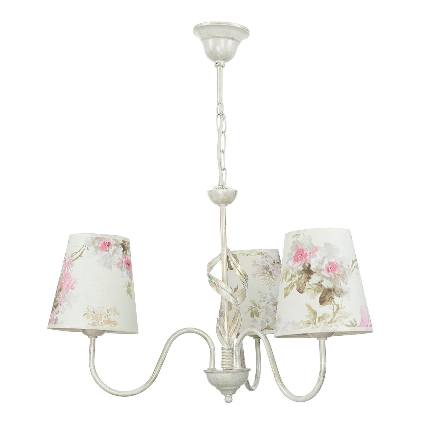 Licht-Erlebnisse Kronleuchter LOREN, ohne Leuchtmittel, Pendelleuchte Wohnzimmer Shabby Weiß floral Esstisch Hängelampe