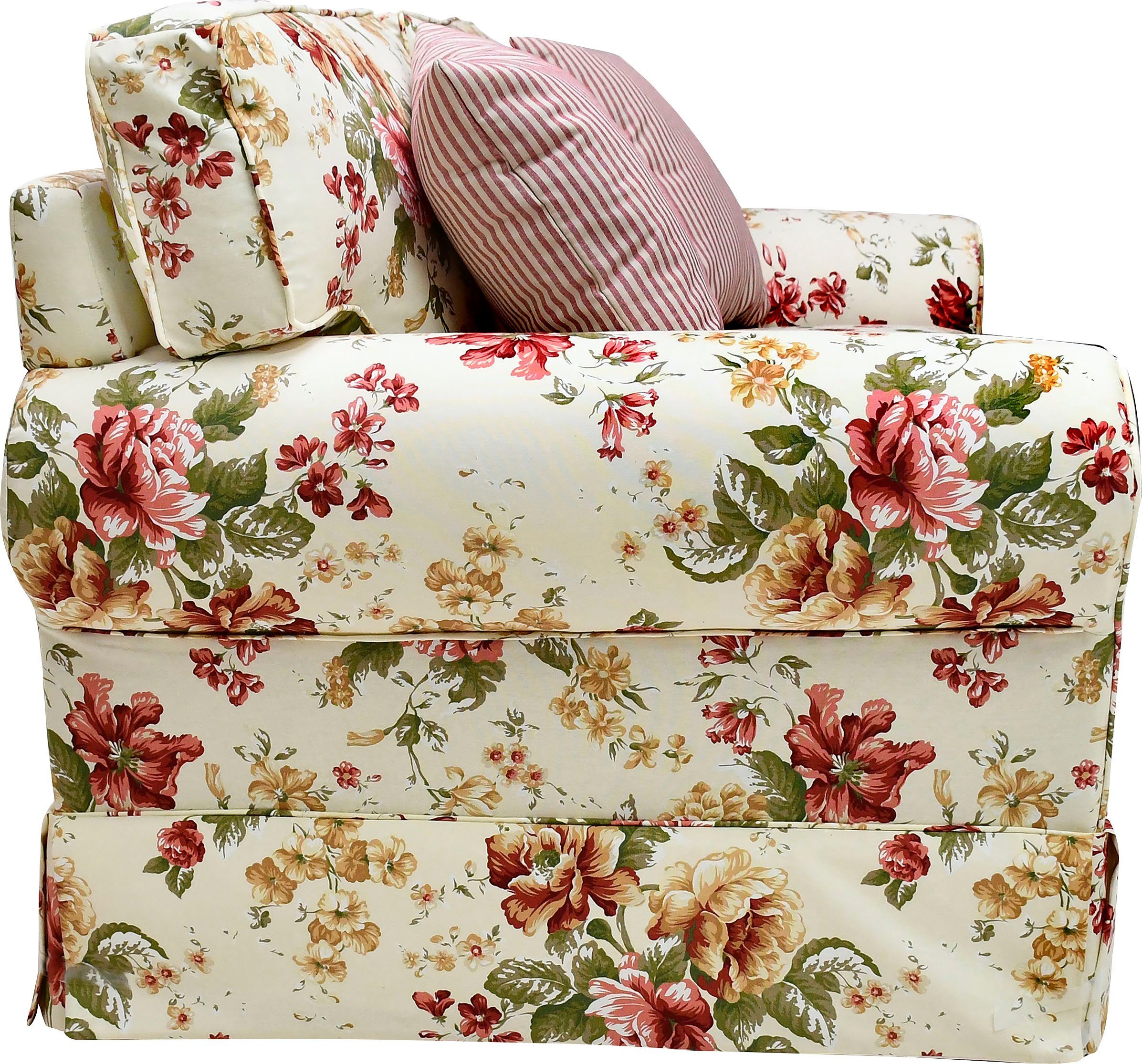 Home affaire 3-Sitzer Laura K, Geblümtes 3-Sitzer Sofa, creme Weiß, 210 x 95 x 97, Sitzhöhe 53