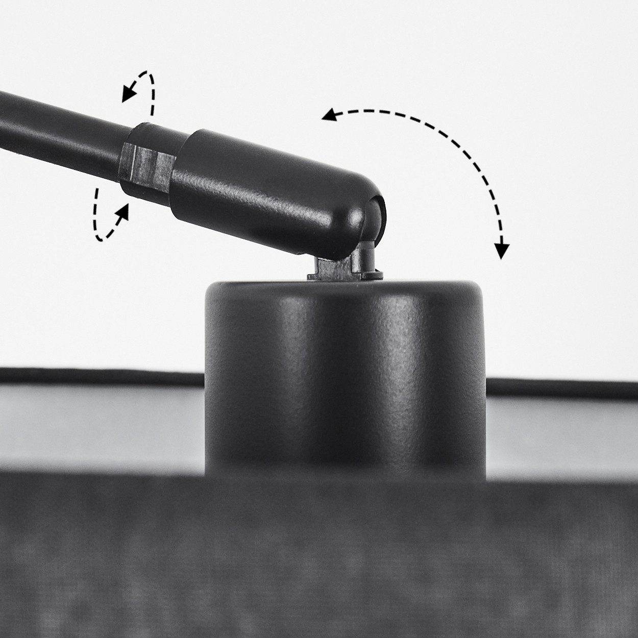 hofstein Bogenlampe Stehlampe mit Marmorfuß aus Metall/Stoff in Schwarz/Weiß, verstellbare Stehleuchte im modernen Design, Ø 38 cm, Fußschalter, E27