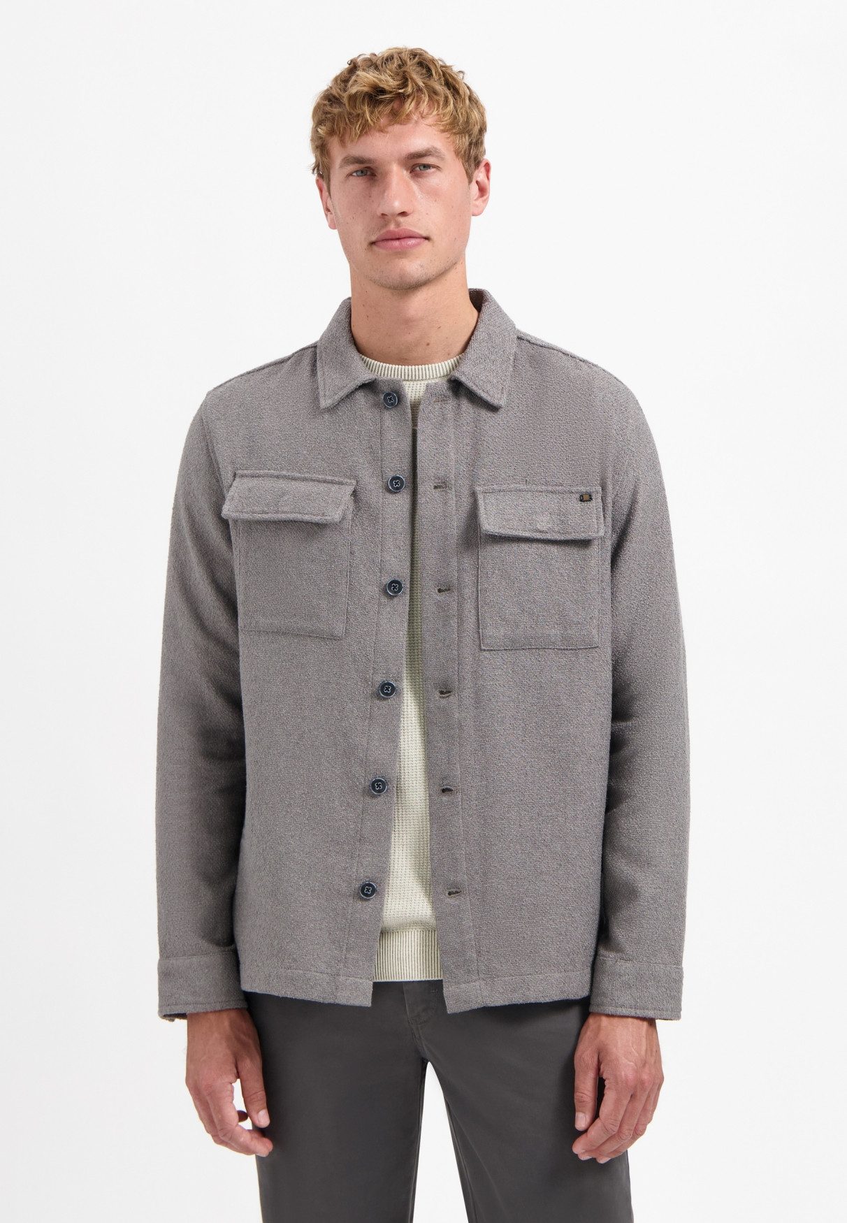 NO EXCESS Langarmhemd No Excess Overshirt mit Knöpfen Overshirt Full Button Stretch