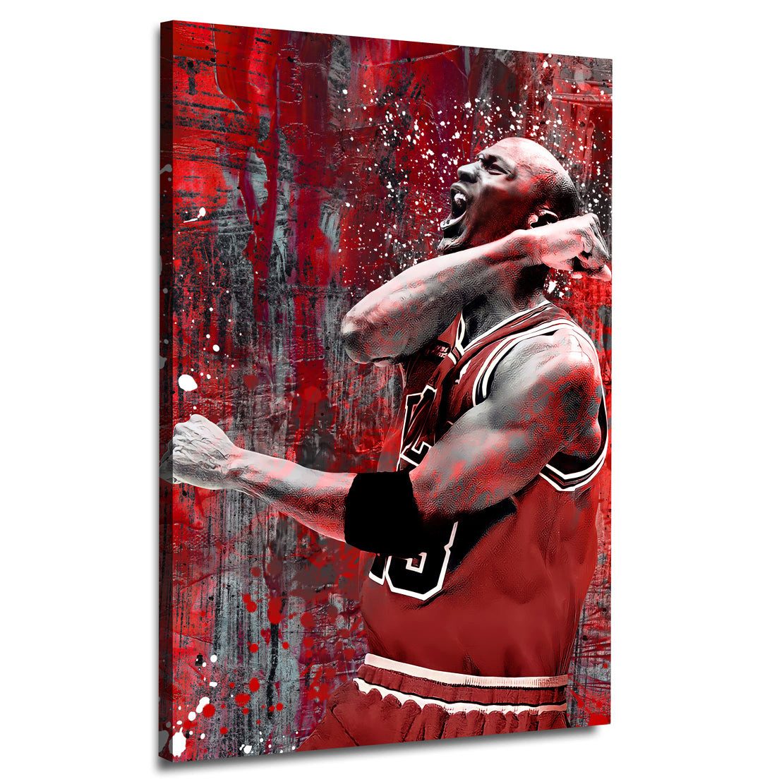 Artedinoi Leinwandbild Jordan Pop Art Kunst Leinwandbild Wandbild Basketball Spieler Red Styl